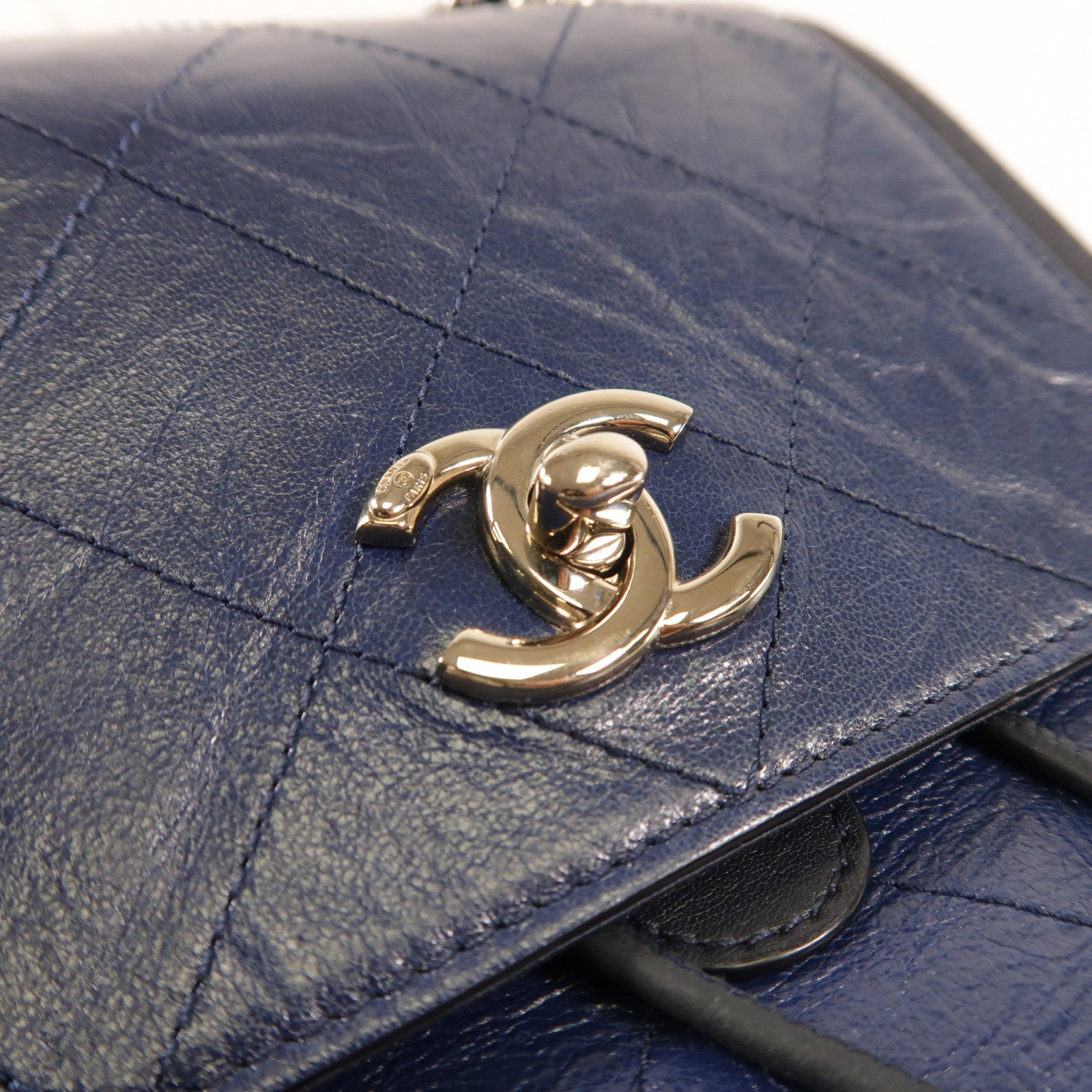 CHANEL 牛皮皮革Backpack銀扣背包