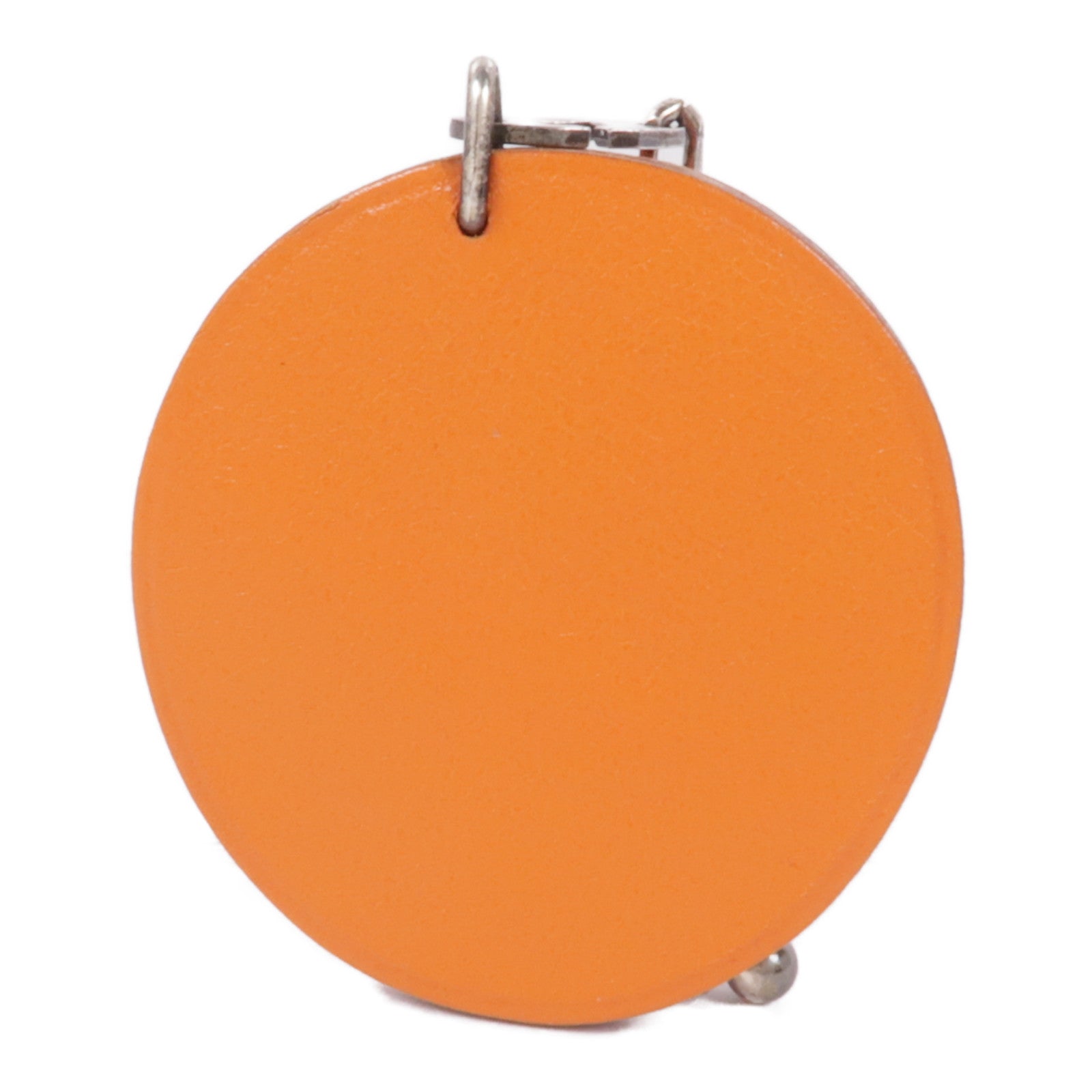HERMES 皮革Orange Charm銀扣掛飾Orange