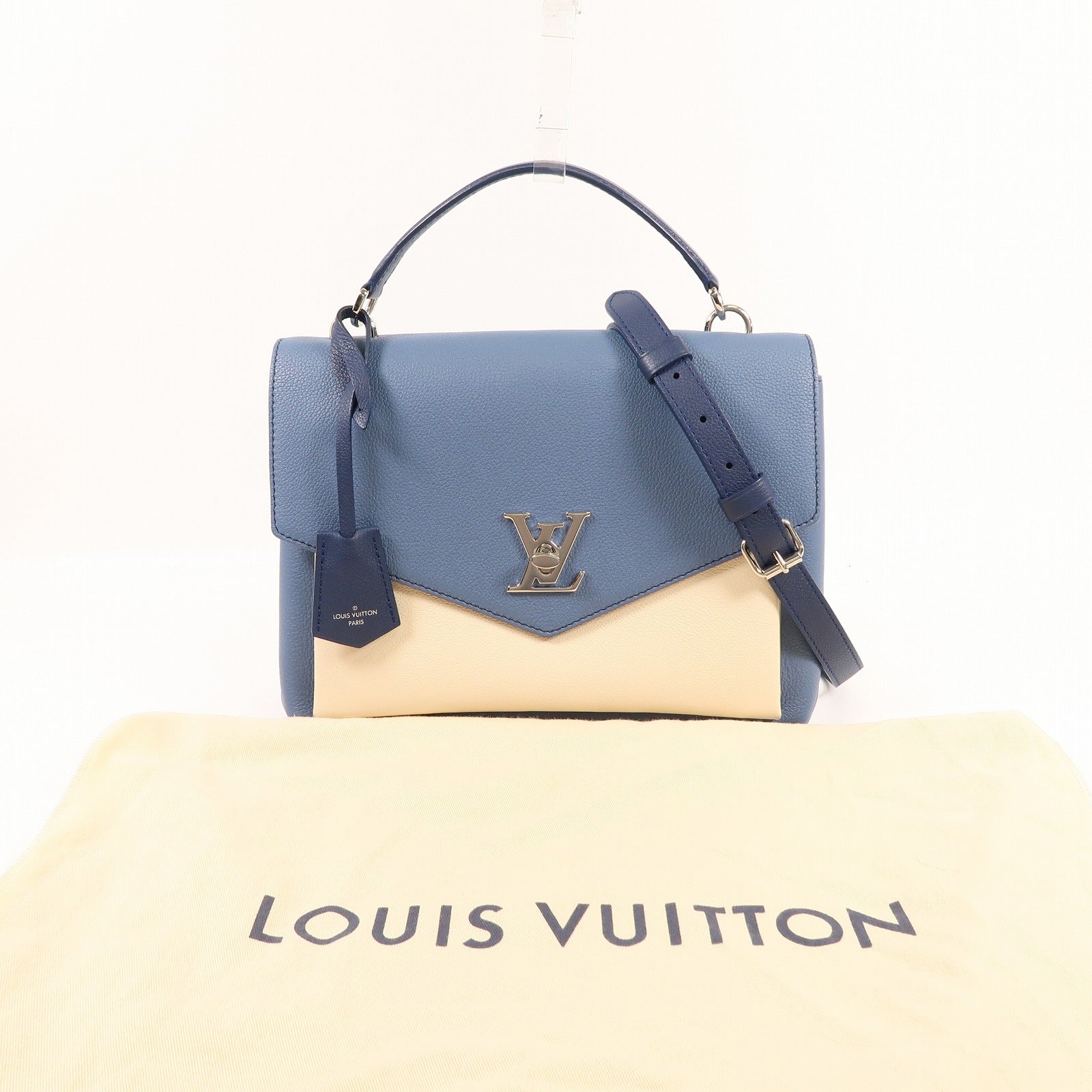 LOUIS VUITTON 牛皮皮革My Lockme銀扣手挽肩背兩用袋