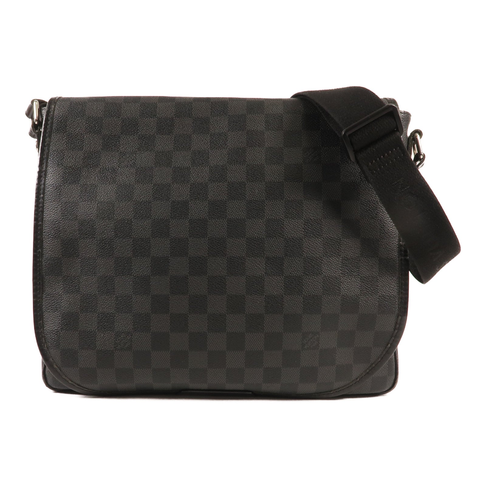 LOUIS VUITTON Damier Graphite Daniel GM銀扣肩背袋