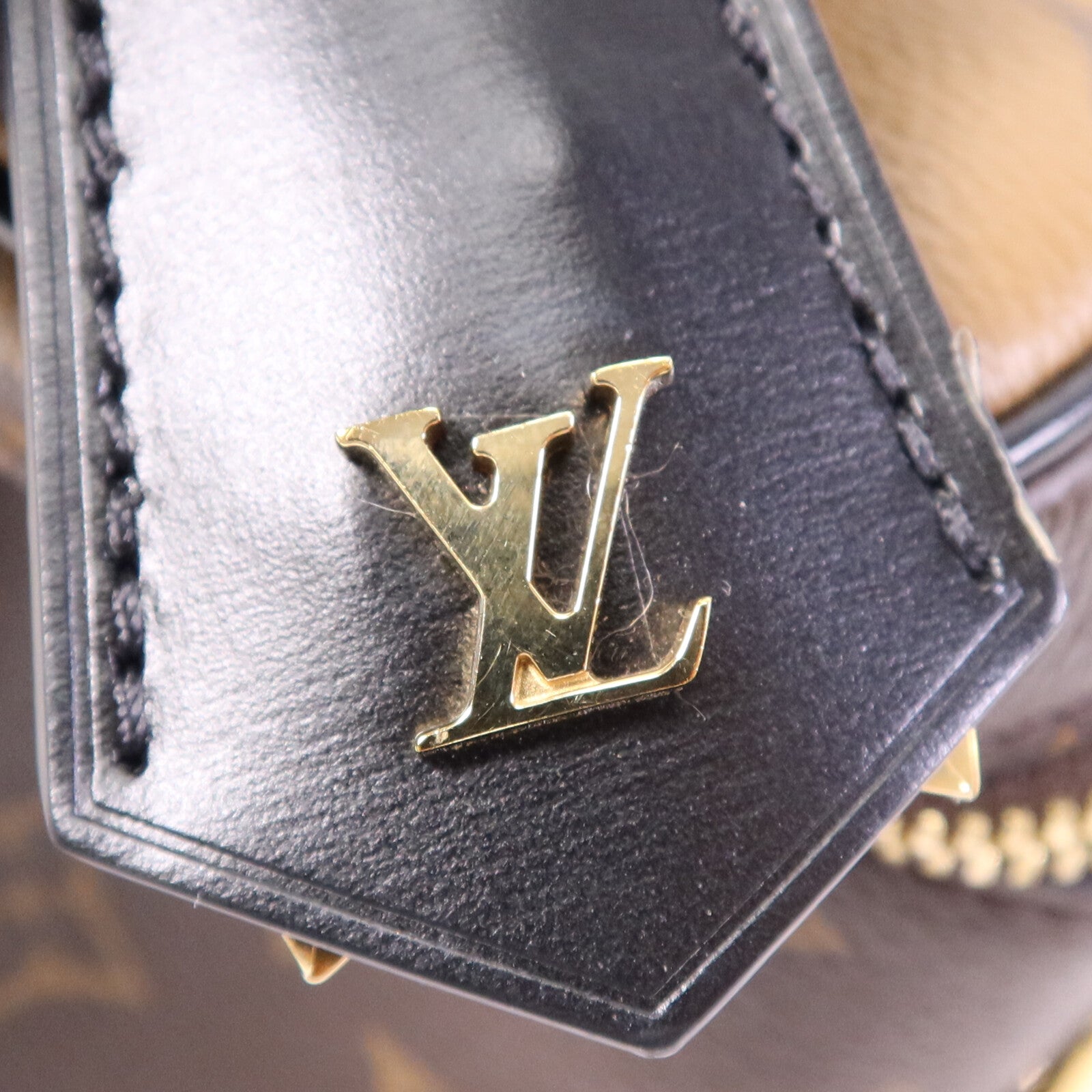 LOUIS VUITTON Monogram Reverse Vanity PM金扣手挽肩背兩用袋棕色