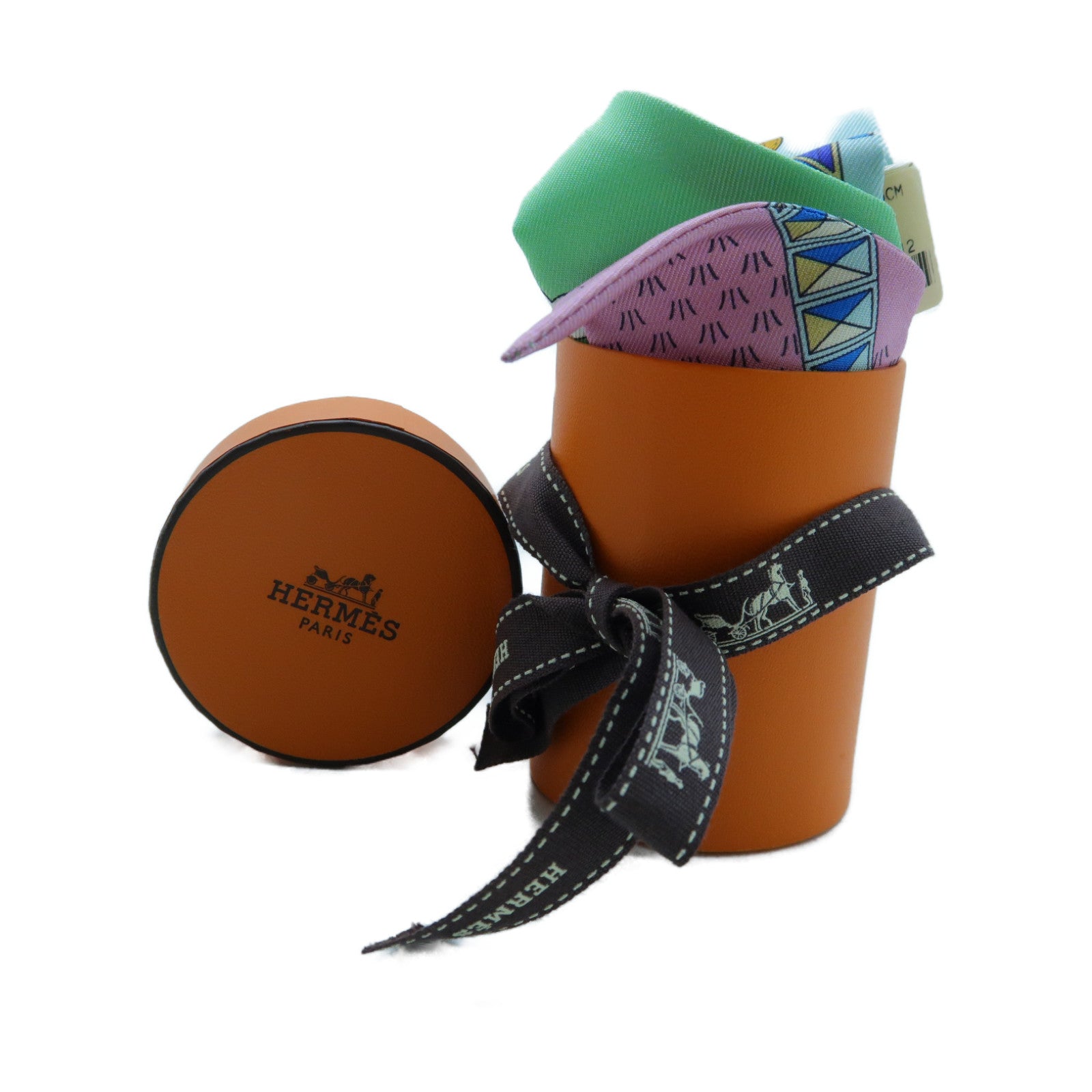 HERMES 【激減優惠】絲質Twilly絲巾藍色/綠色/粉紅色