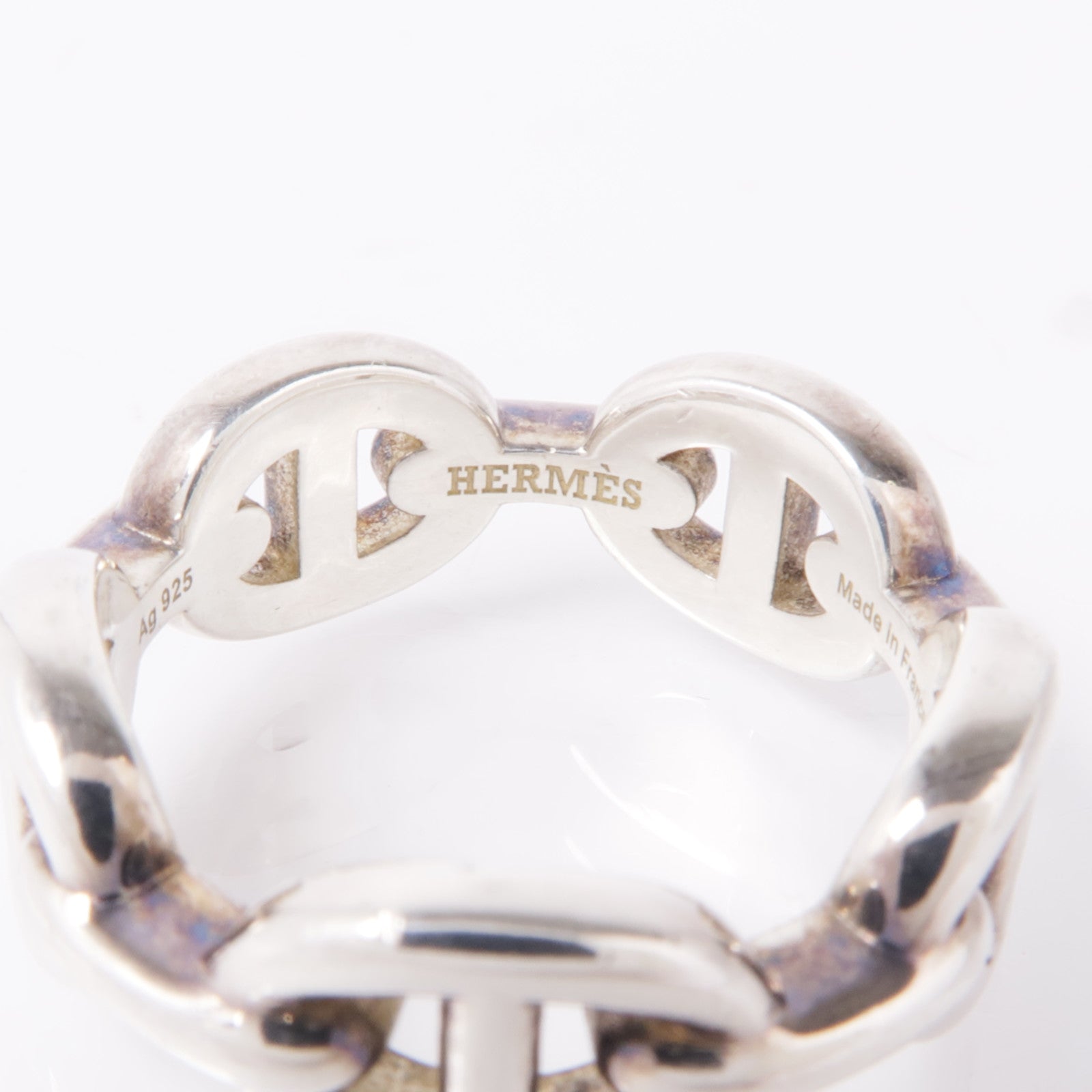 HERMES 925純銀Chaine d'ancre Enchainee ring戒指Hermes#50/US#5.25