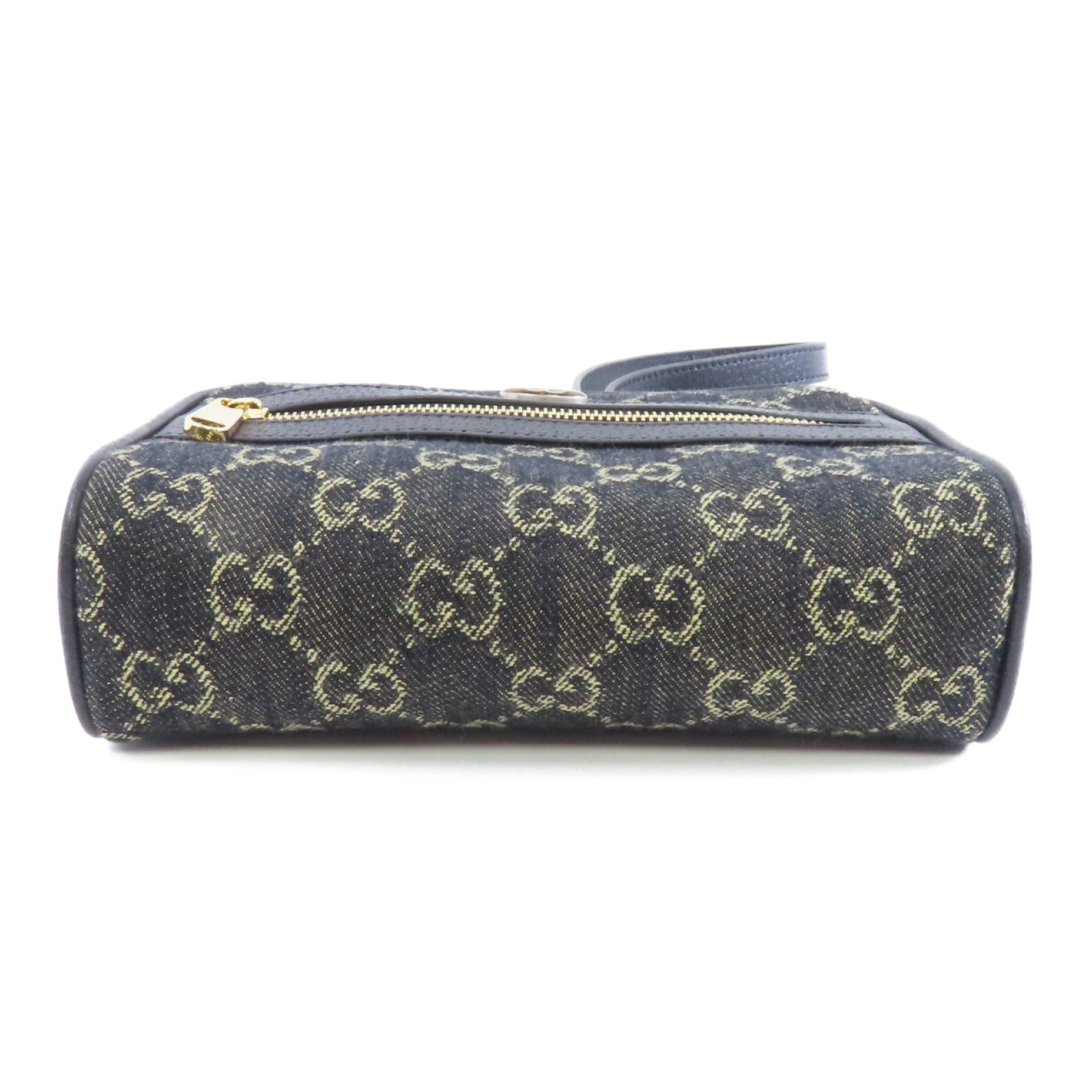 GUCCI 帆布GG Superme Mini金扣肩背袋黑色