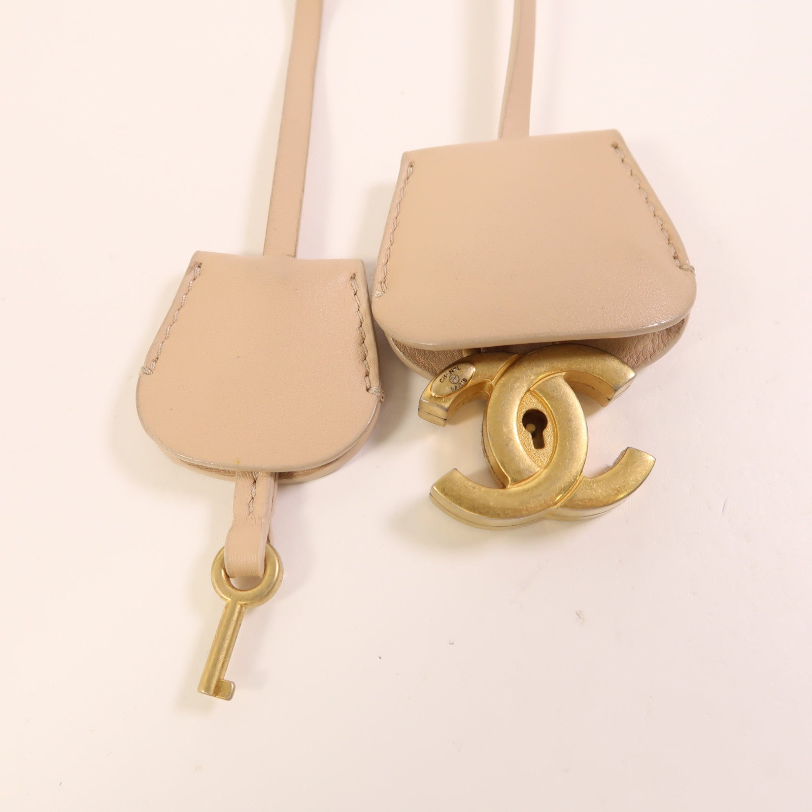 CHANEL CC GHW Vanity Case 2 Way Shoulder Bag A93343 Calfskin Leather Beige