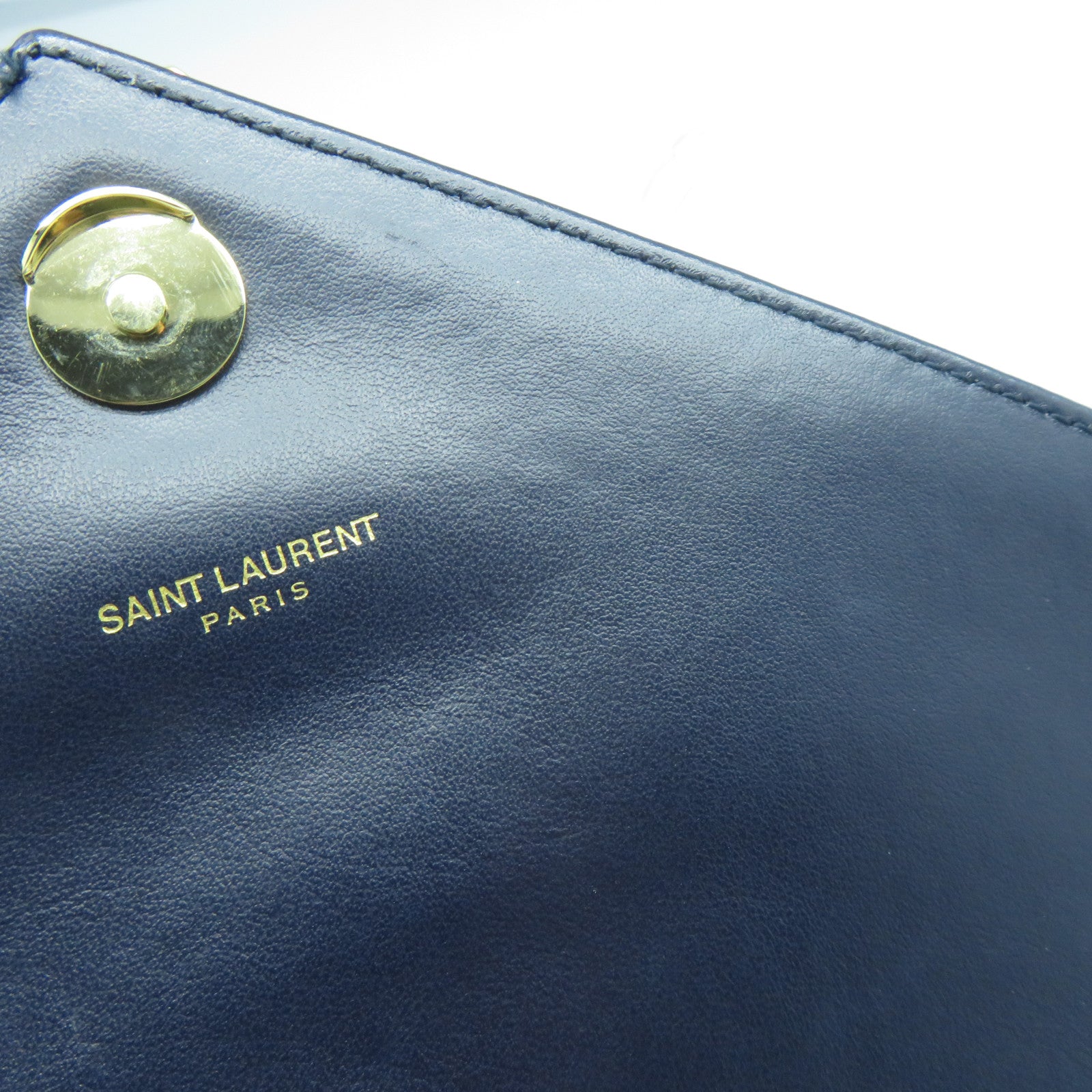 SAINT LAURENT 牛皮皮革/麂皮皮革College Medium金扣手挽肩背兩用袋藍色