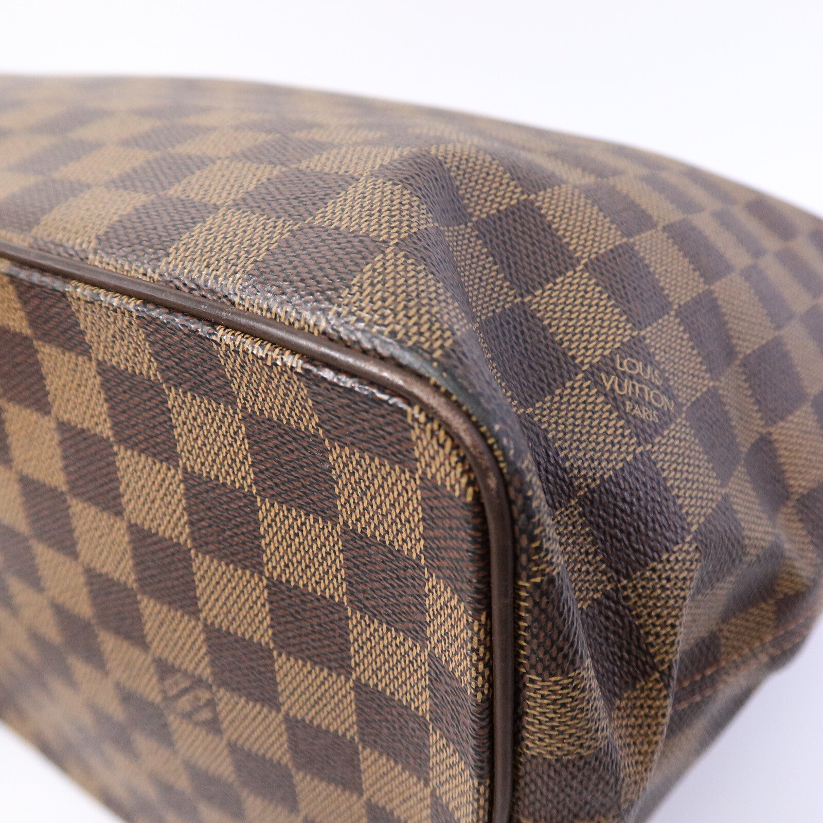 LOUIS VUITTON Damier Saleya MM金扣肩背袋/手挽袋棕色