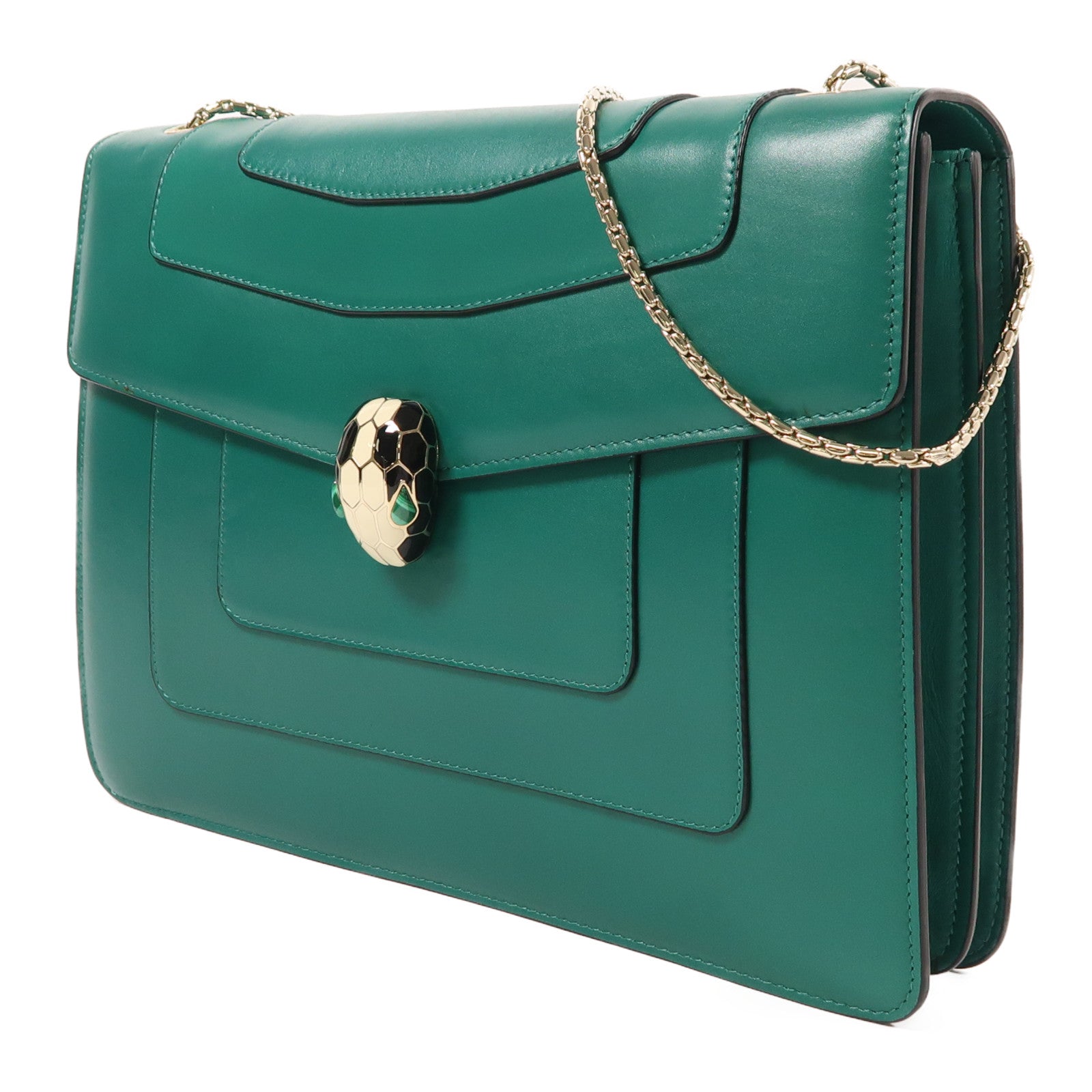 BVLGARI 牛皮皮革Serpenti Forever金扣鏈帶肩背袋