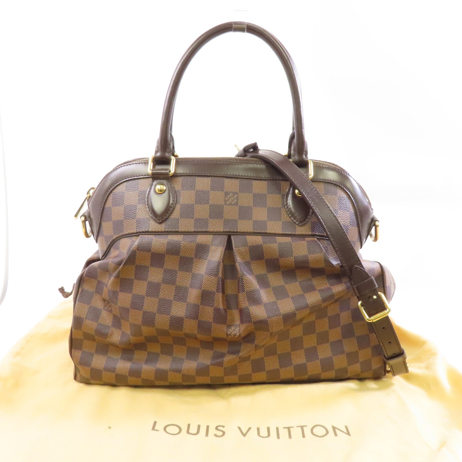 LOUIS VUITTON Damier Tivoli GM金扣手挽肩背兩用袋啡色