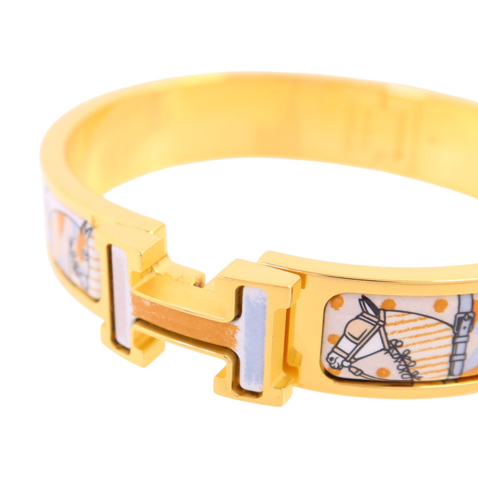 HERMES 金屬/琺瑯Armreif Clic H Bracelet金扣手鏈