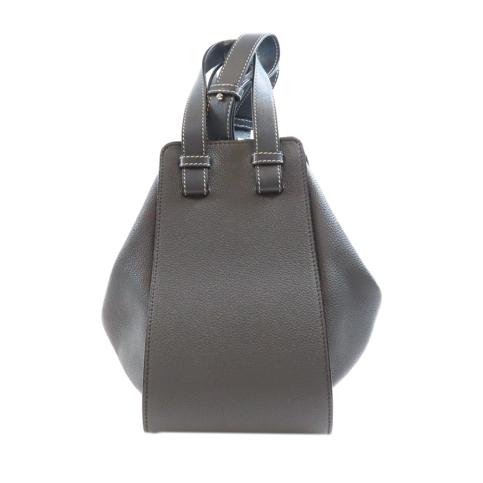 LOEWE 牛皮皮革Hammock銀扣手挽肩背兩用袋灰色