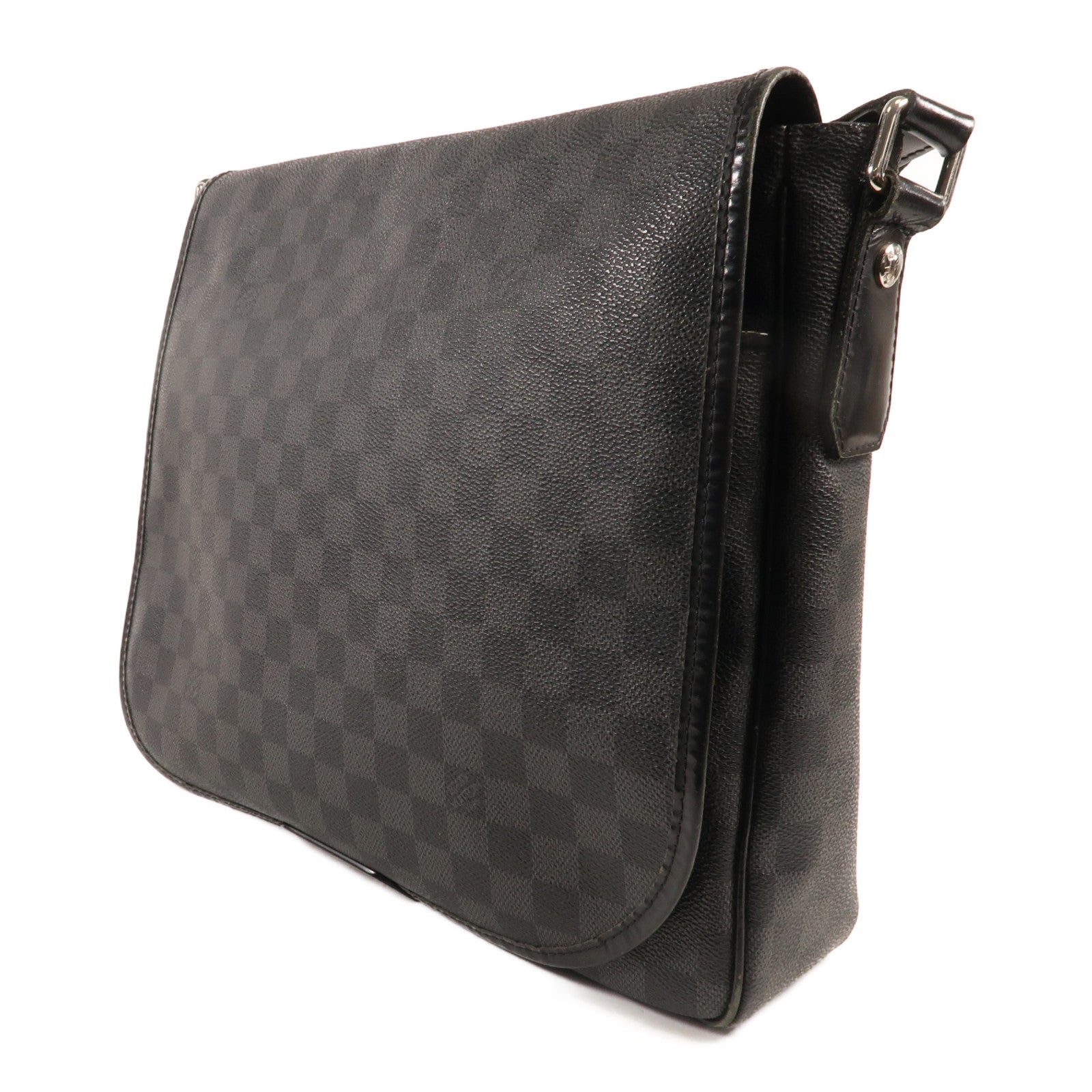 LOUIS VUITTON Damier Graphite Daniel GM銀扣肩背袋