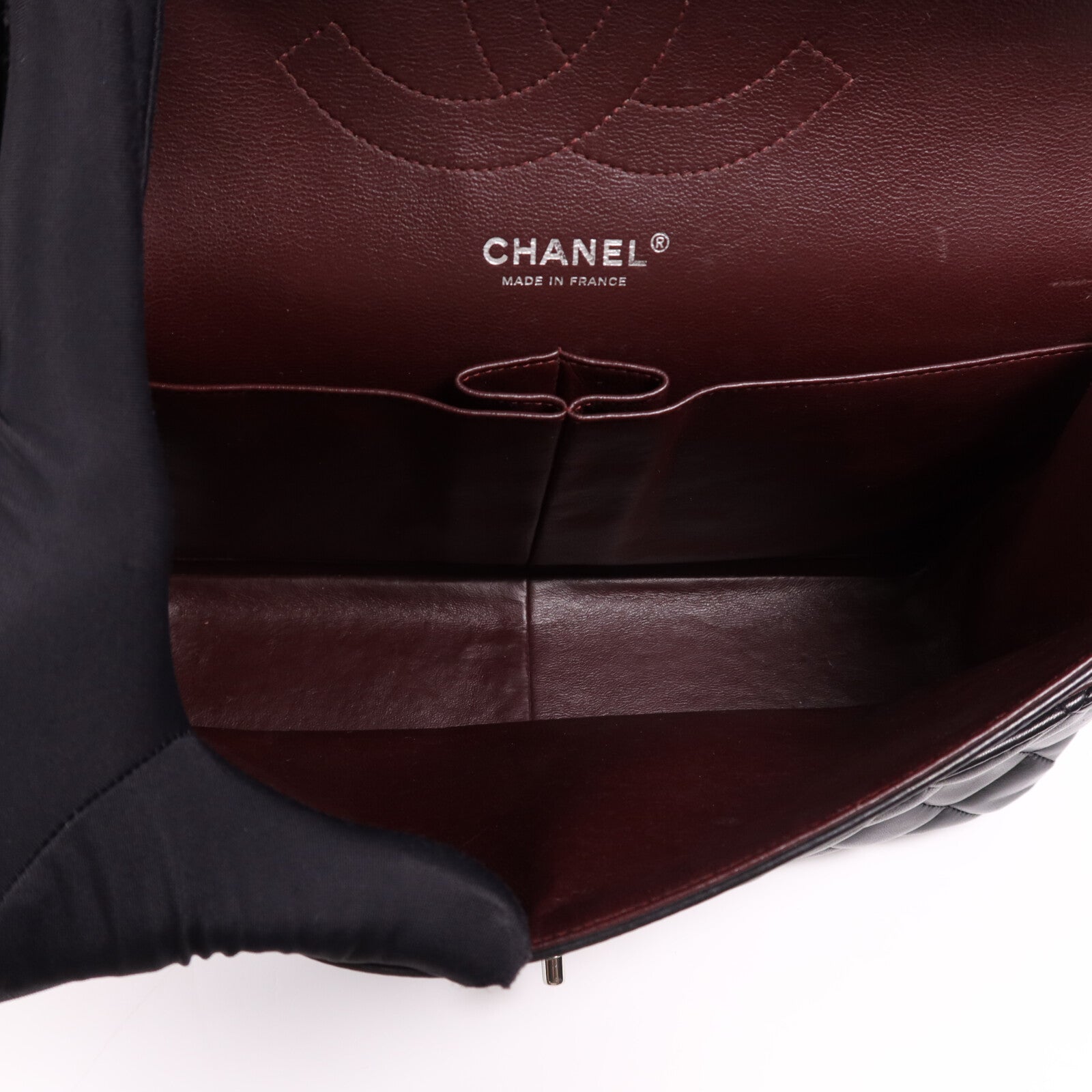 CHANEL 羊皮皮革Large Classic銀扣鏈帶肩背袋