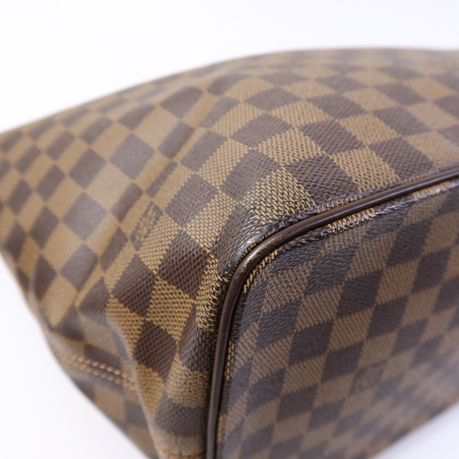 LOUIS VUITTON Damier Saleya MM金扣肩背袋/手挽袋棕色