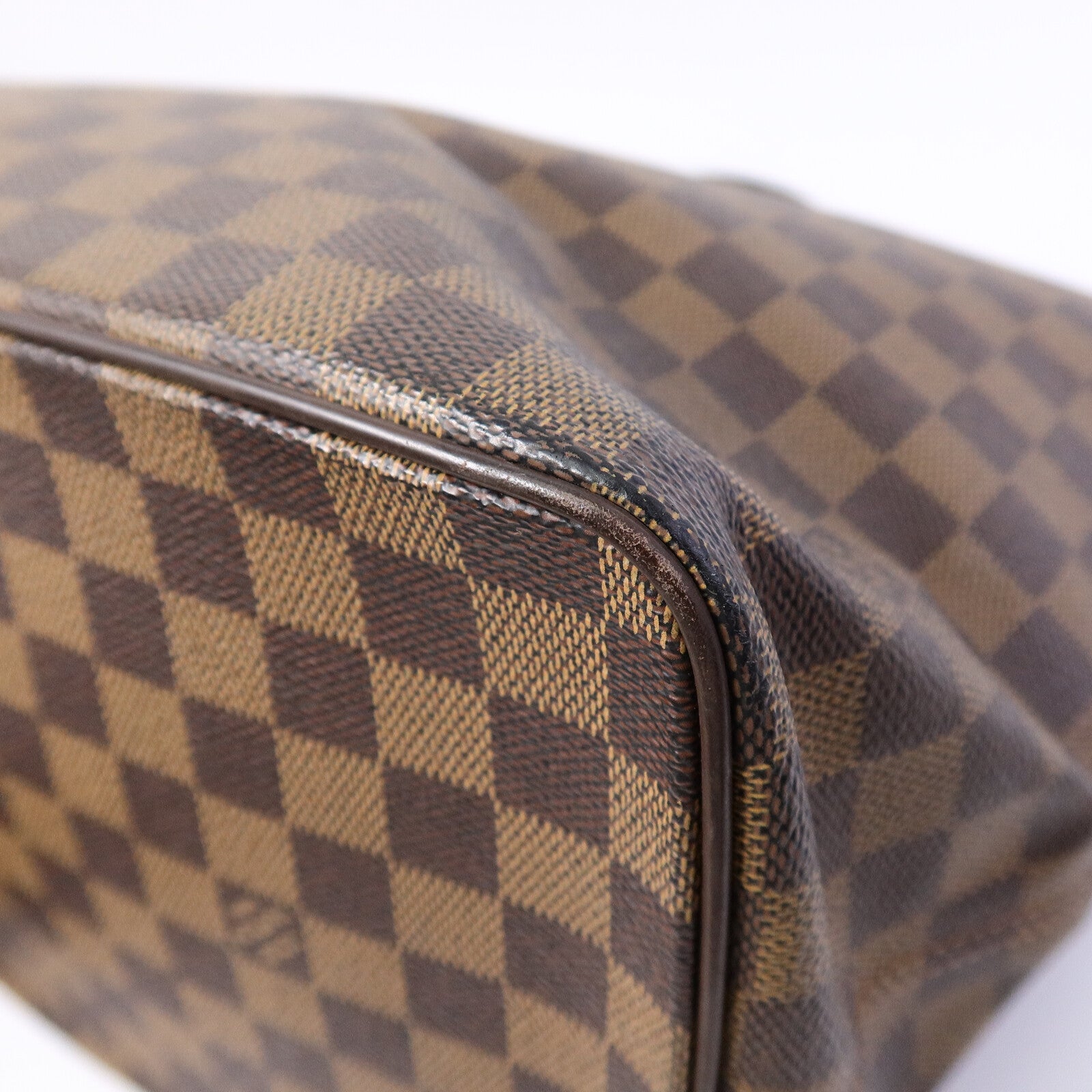 LOUIS VUITTON Damier Saleya MM金扣肩背袋/手挽袋棕色