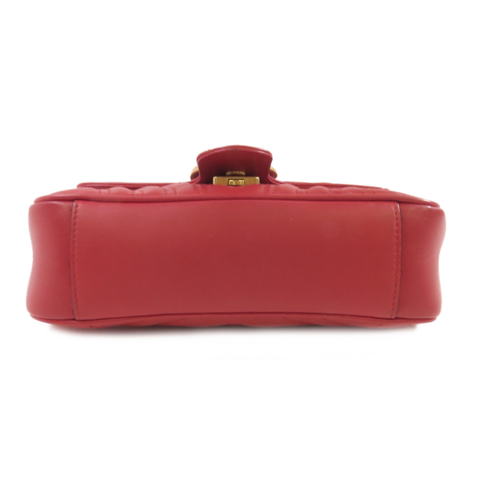 GUCCI 牛皮皮革GG Marmont Shoulder Bag金扣鏈帶肩背袋紅色