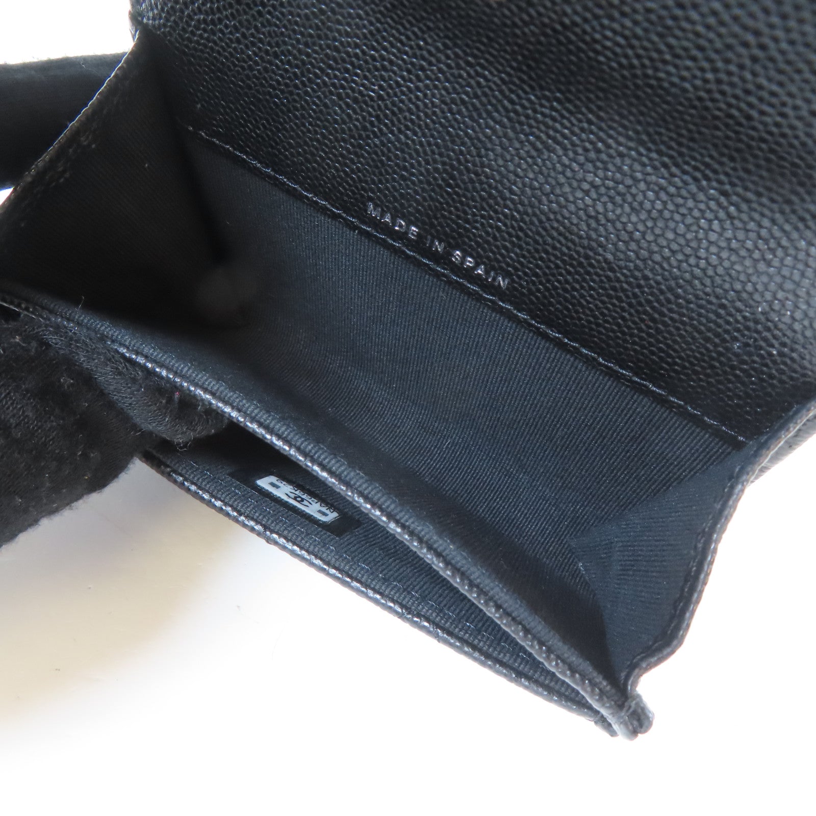 CHANEL 菱格Caviar皮革Card Case銀扣卡片套黑色
