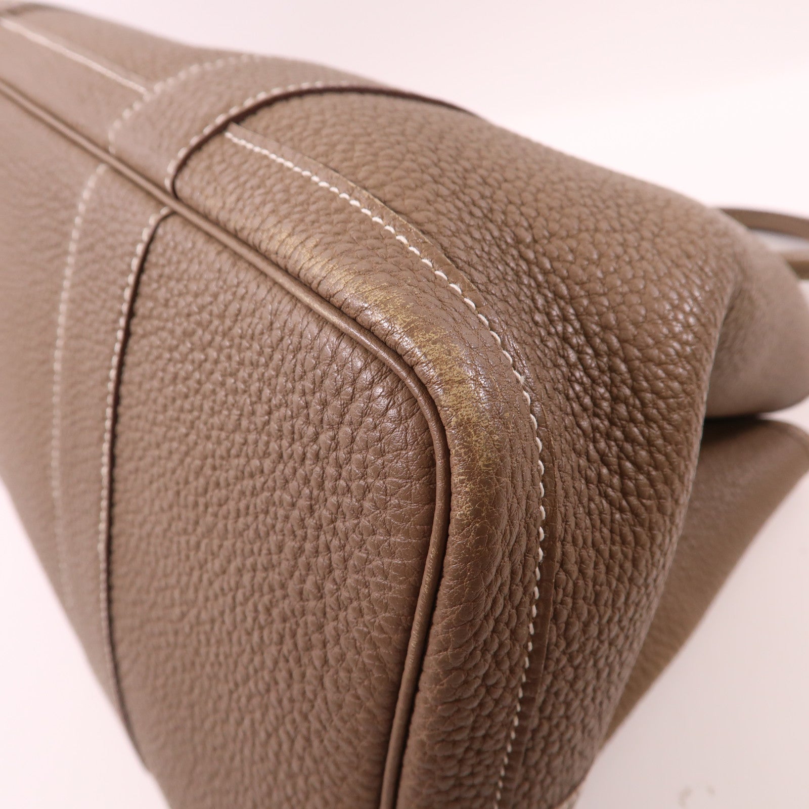 HERMES Negonda皮革Garden Party GM銀扣手挽袋大象灰色