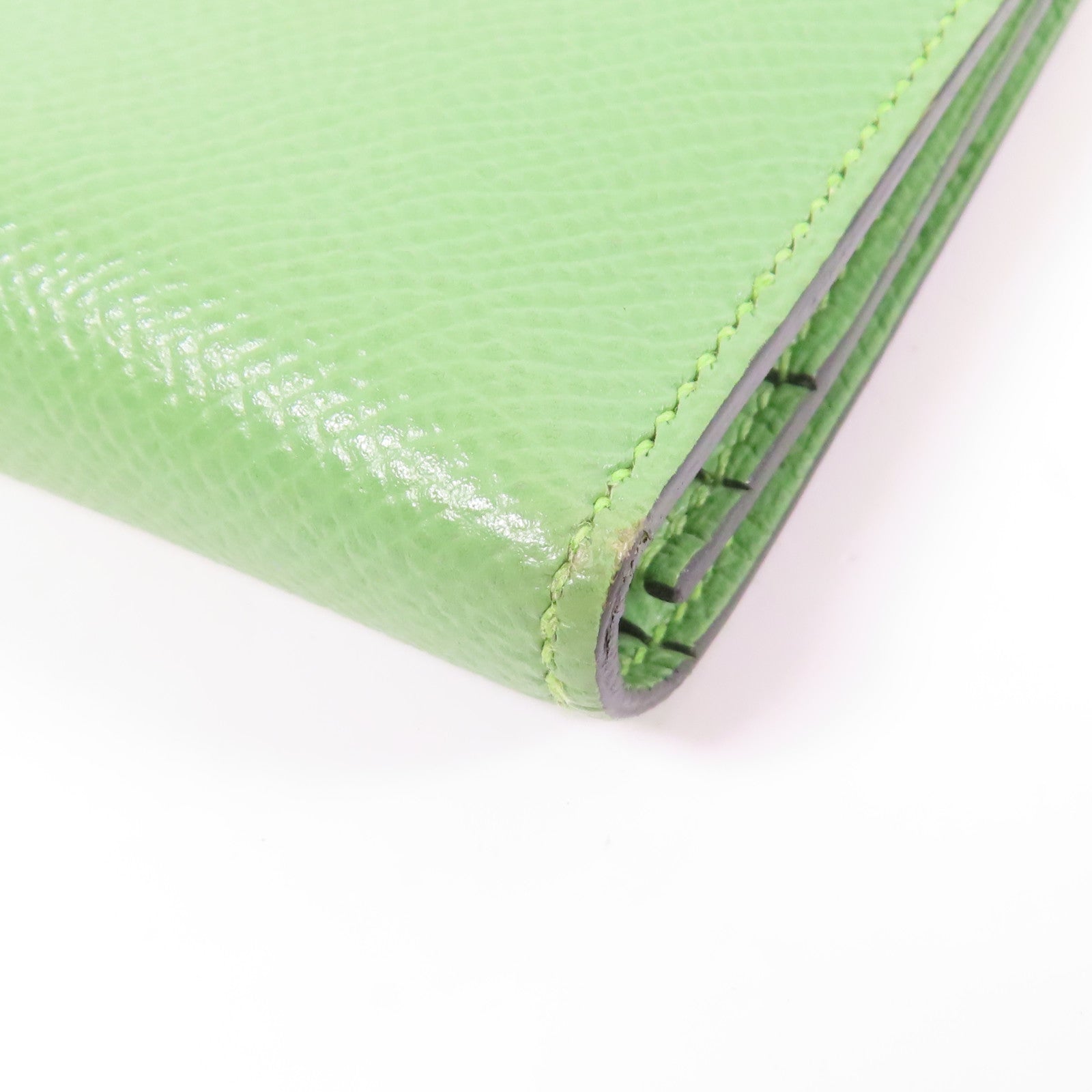 HERMES Epsom皮革Bearn Long Wallet銀扣長錢包Vert Criquet