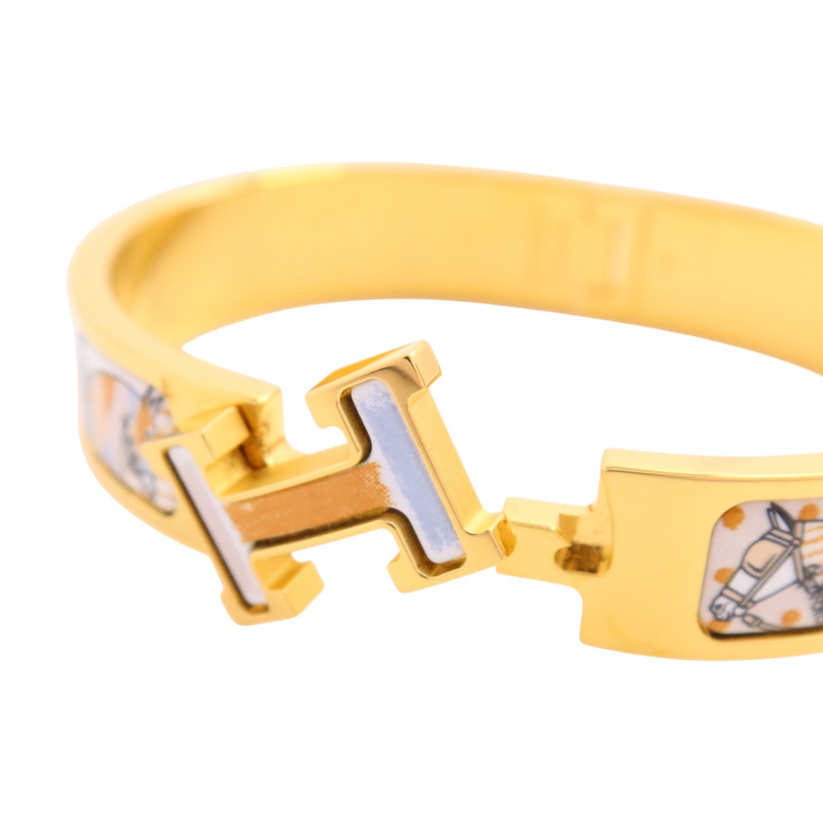 HERMES 金屬/琺瑯Armreif Clic H Bracelet金扣手鏈