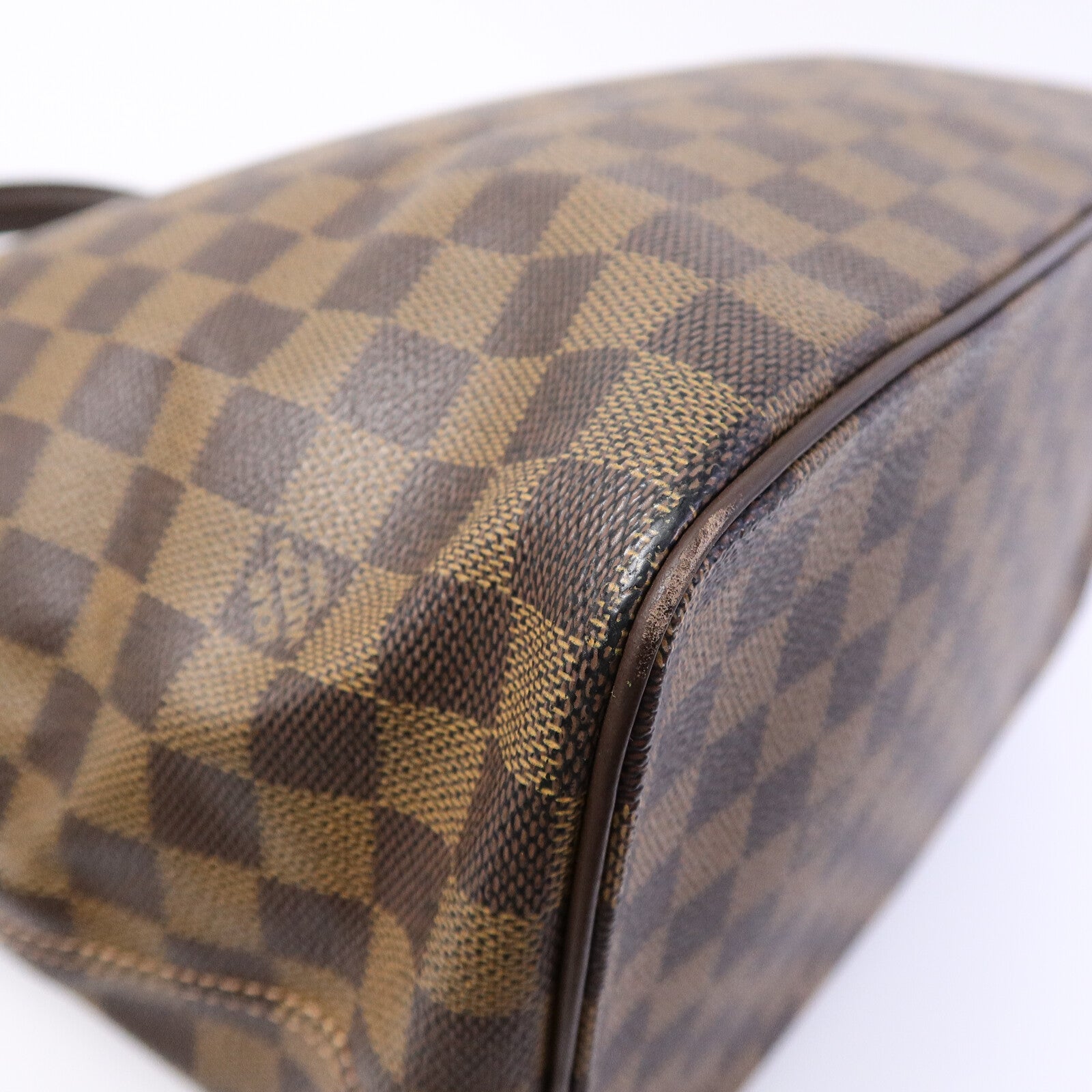 LOUIS VUITTON Damier Saleya MM金扣肩背袋/手挽袋棕色