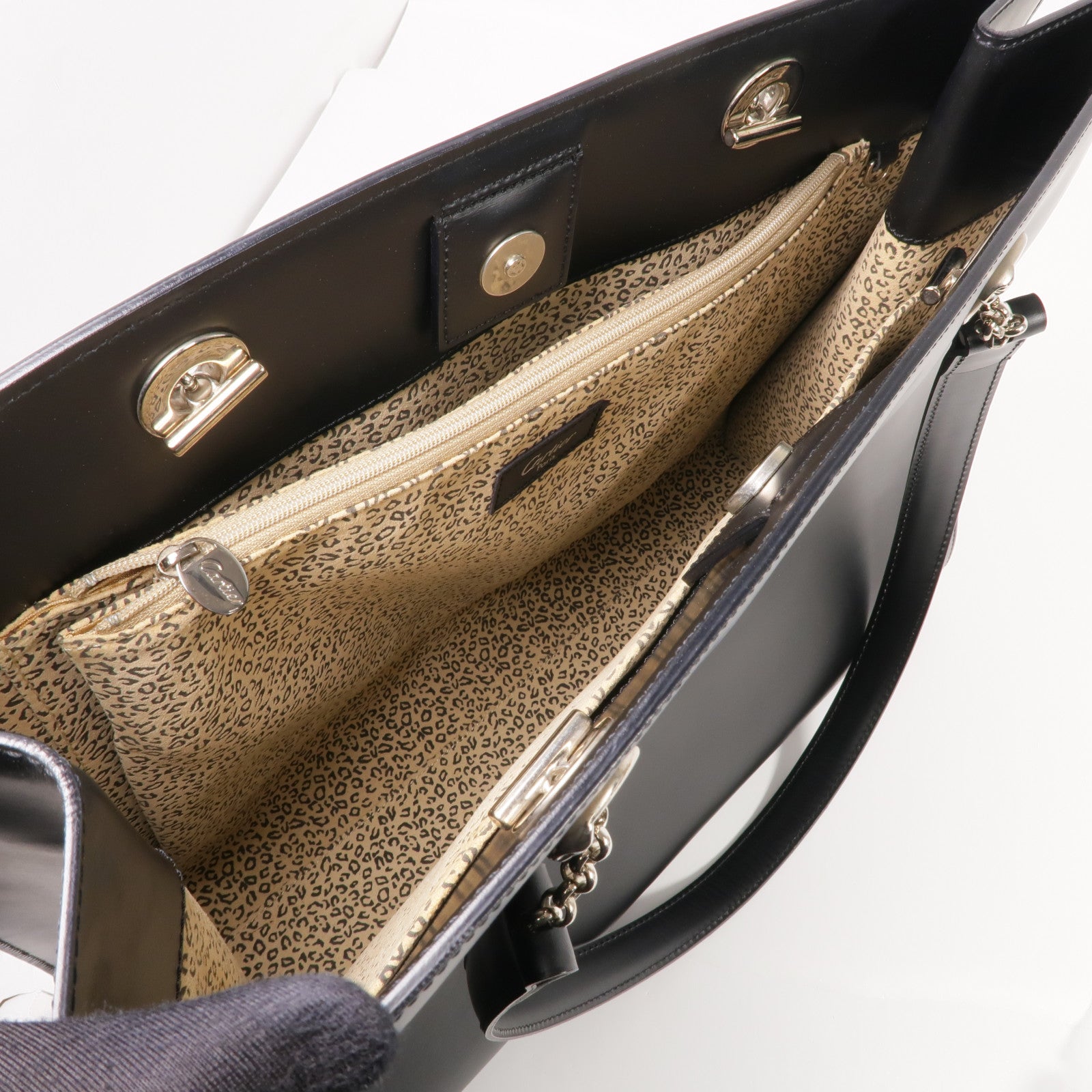 CARTIER 牛皮皮革Shoulder Tote銀扣肩背袋/手挽袋