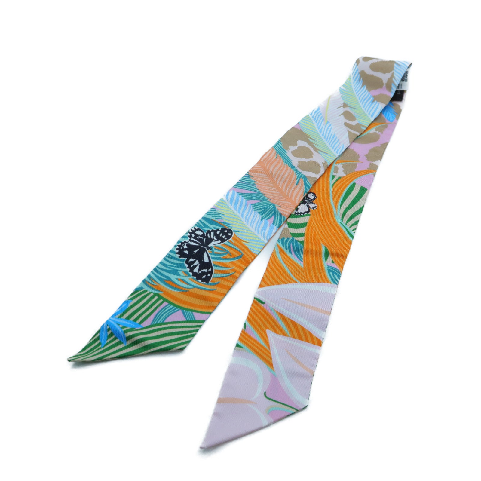 HERMES 【激減優惠】絲質Twilly絲巾橙色/粉紅色/綠色