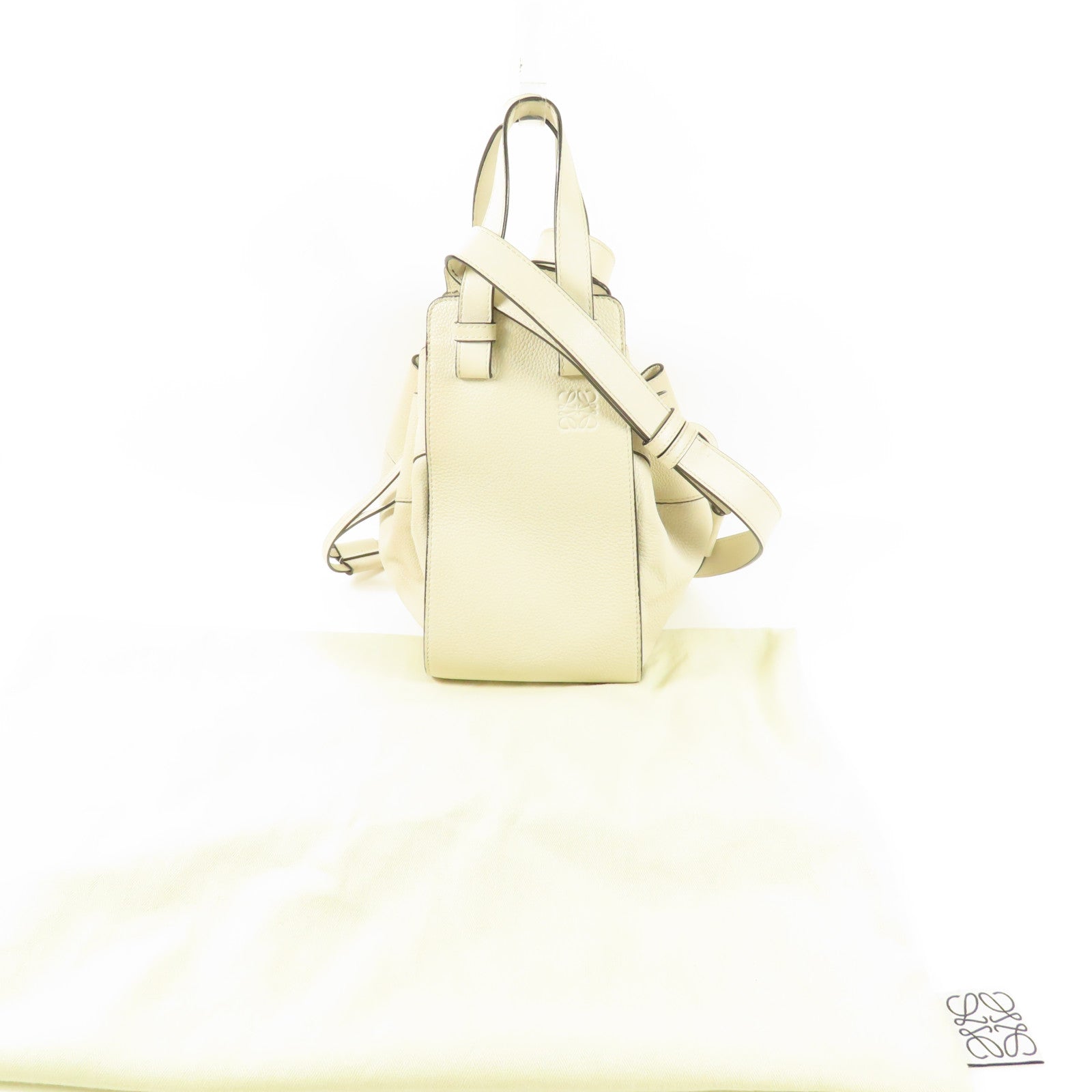 LOEWE SHW Hammock 2way Shoulder Hand Bag Calfskin Leather White