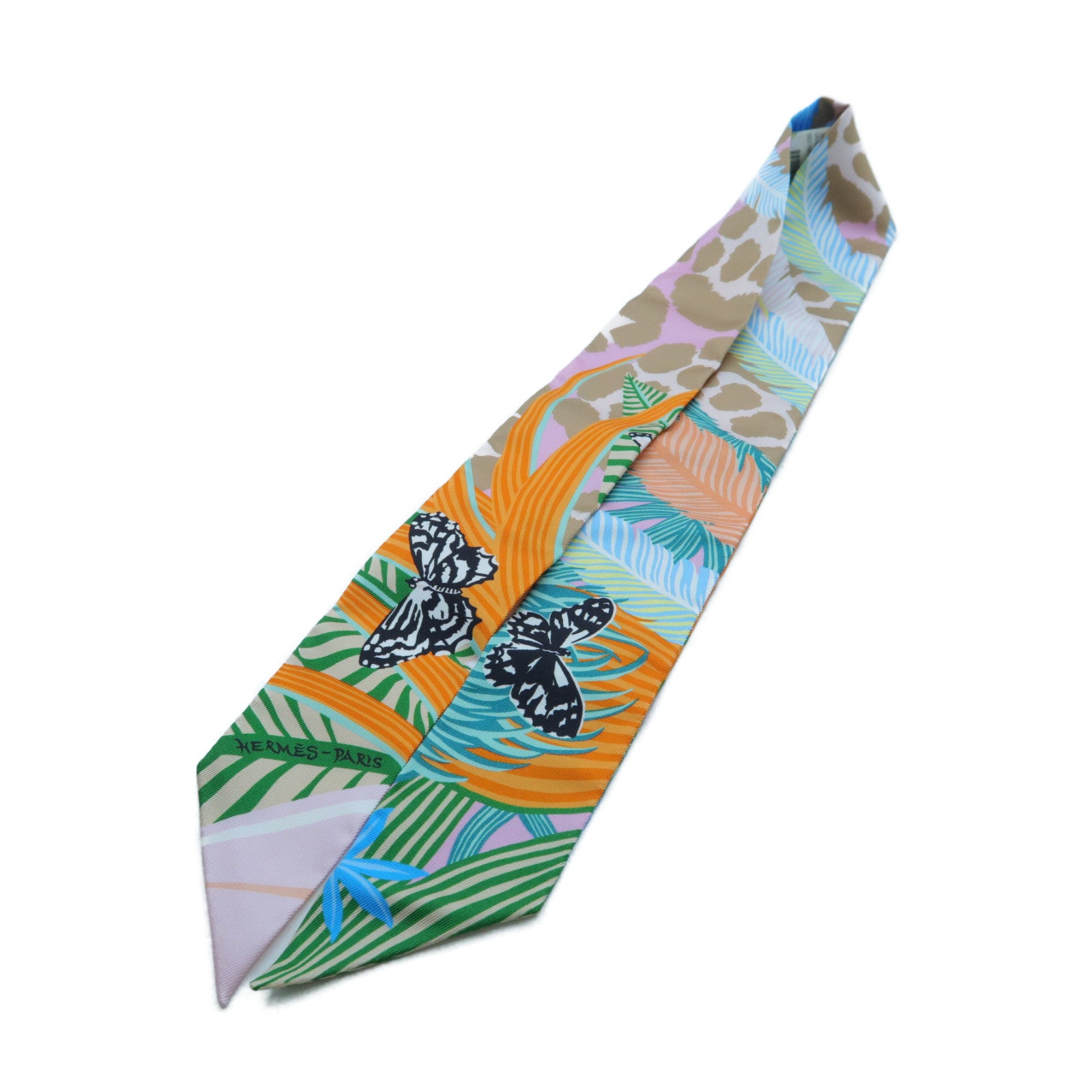 HERMES 【激減優惠】絲質Twilly絲巾橙色/粉紅色/綠色