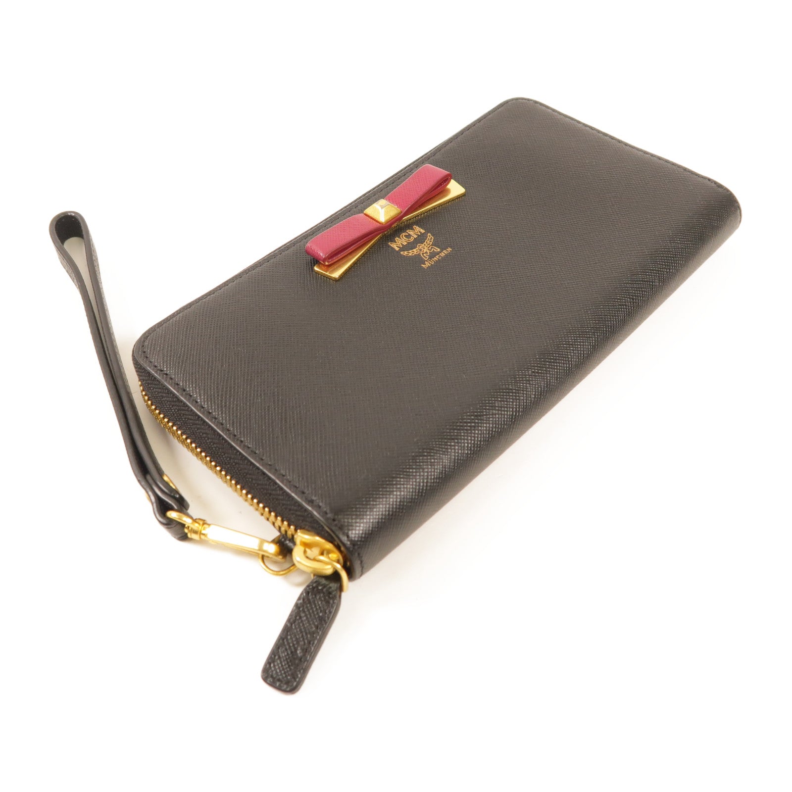 MCM 牛皮皮革Zipper Long Wallet金扣長錢包
