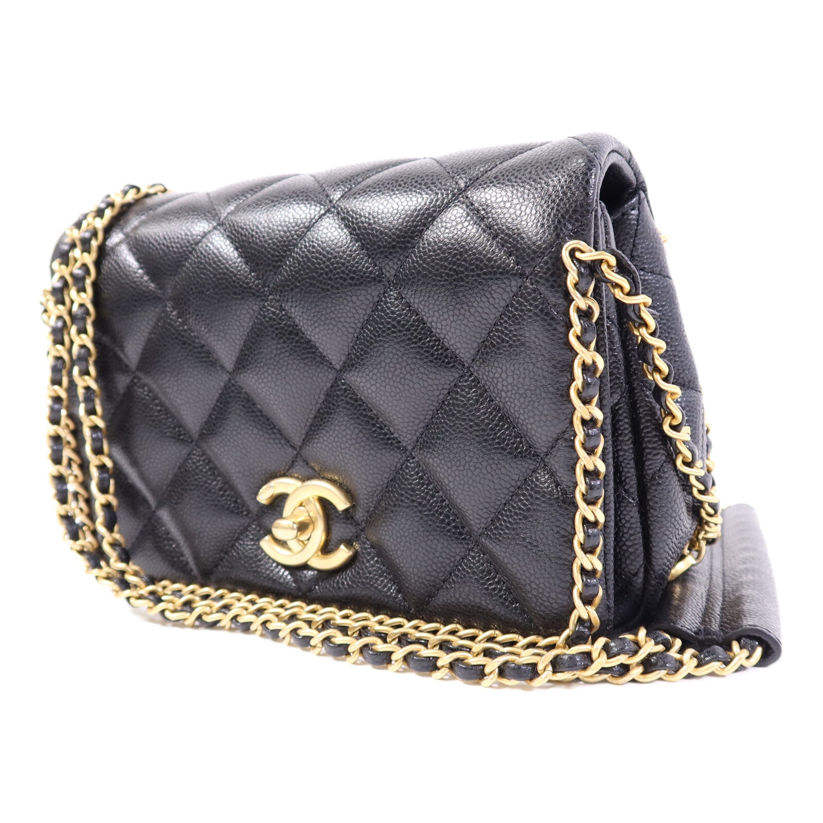 CHANEL 牛皮皮革Seasonal Matelasse金扣鏈帶肩背袋