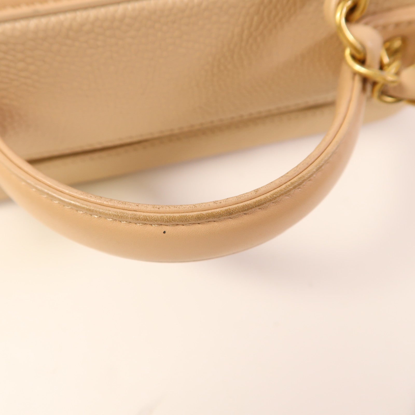 CHANEL CC GHW Vanity Case 2 Way Shoulder Bag A93343 Calfskin Leather Beige