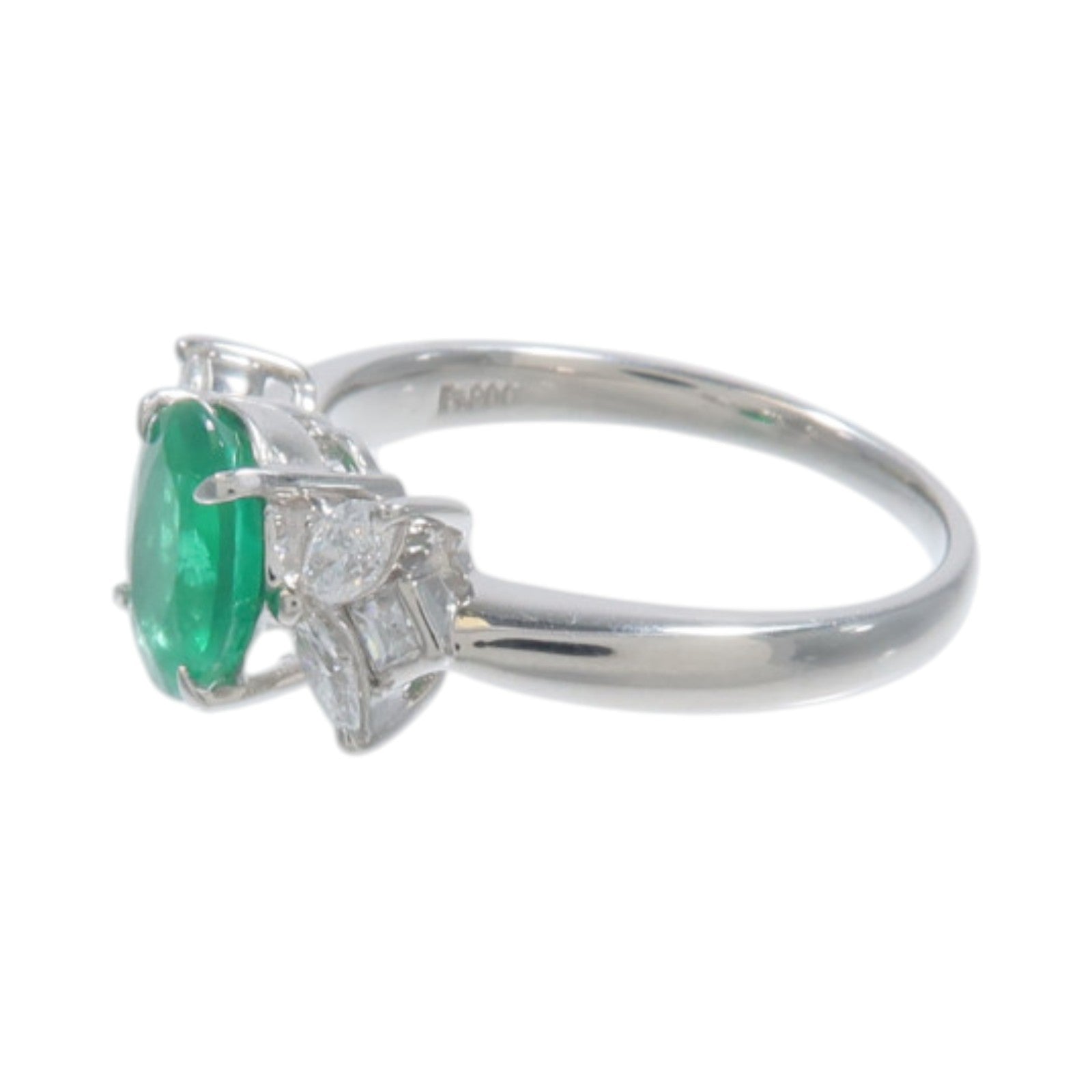 JEWELRY PT900鉑金Emerald Diamond Ring綠寶石/鑽石戒指
