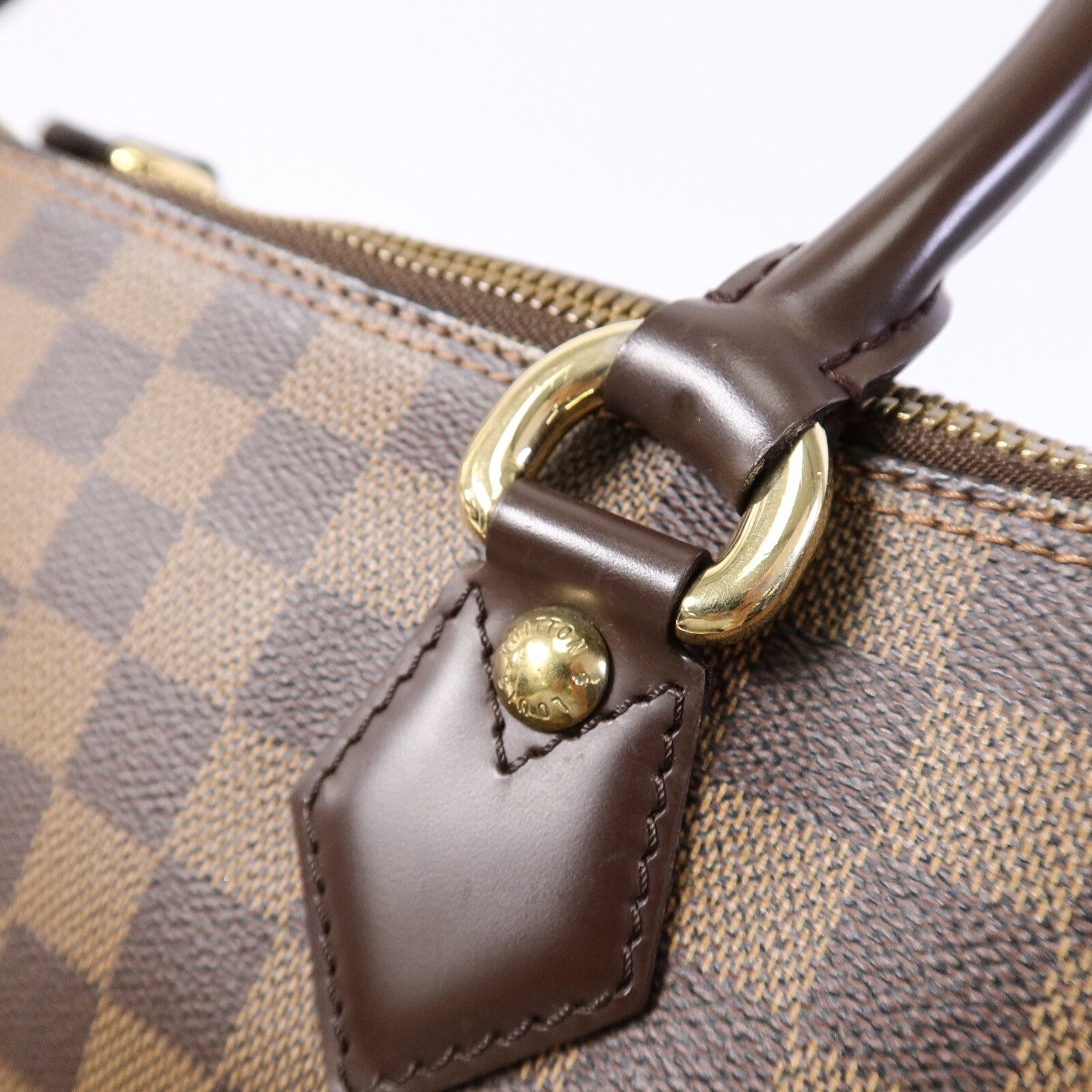 LOUIS VUITTON Damier Saleya MM金扣肩背袋/手挽袋棕色