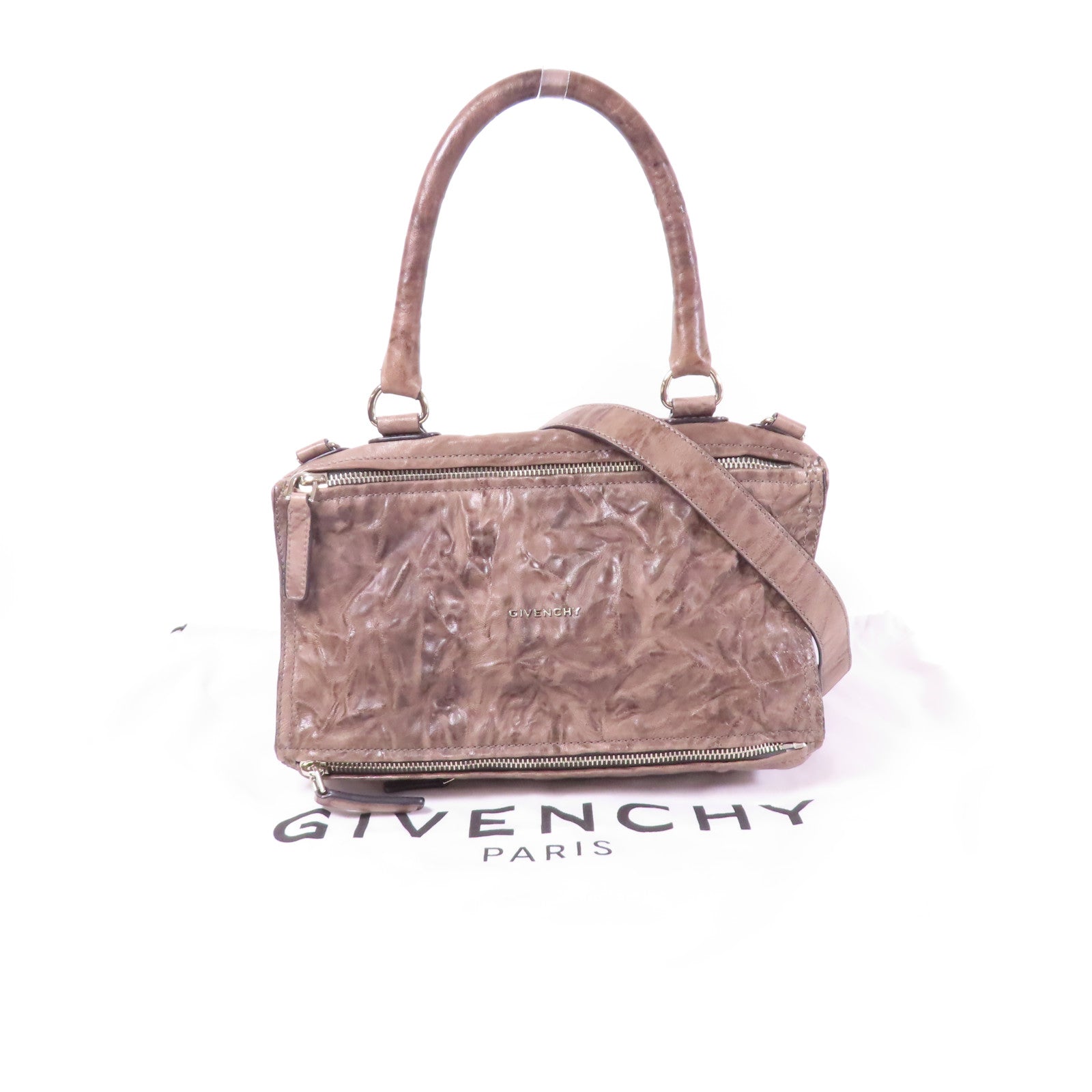 GIVENCHY 【激減優惠】牛皮皮革2 Way Shoulder銀扣手挽肩背兩用袋