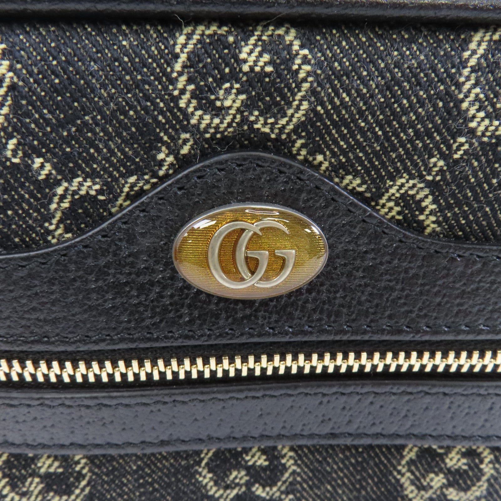 GUCCI 帆布GG Superme Mini金扣肩背袋黑色