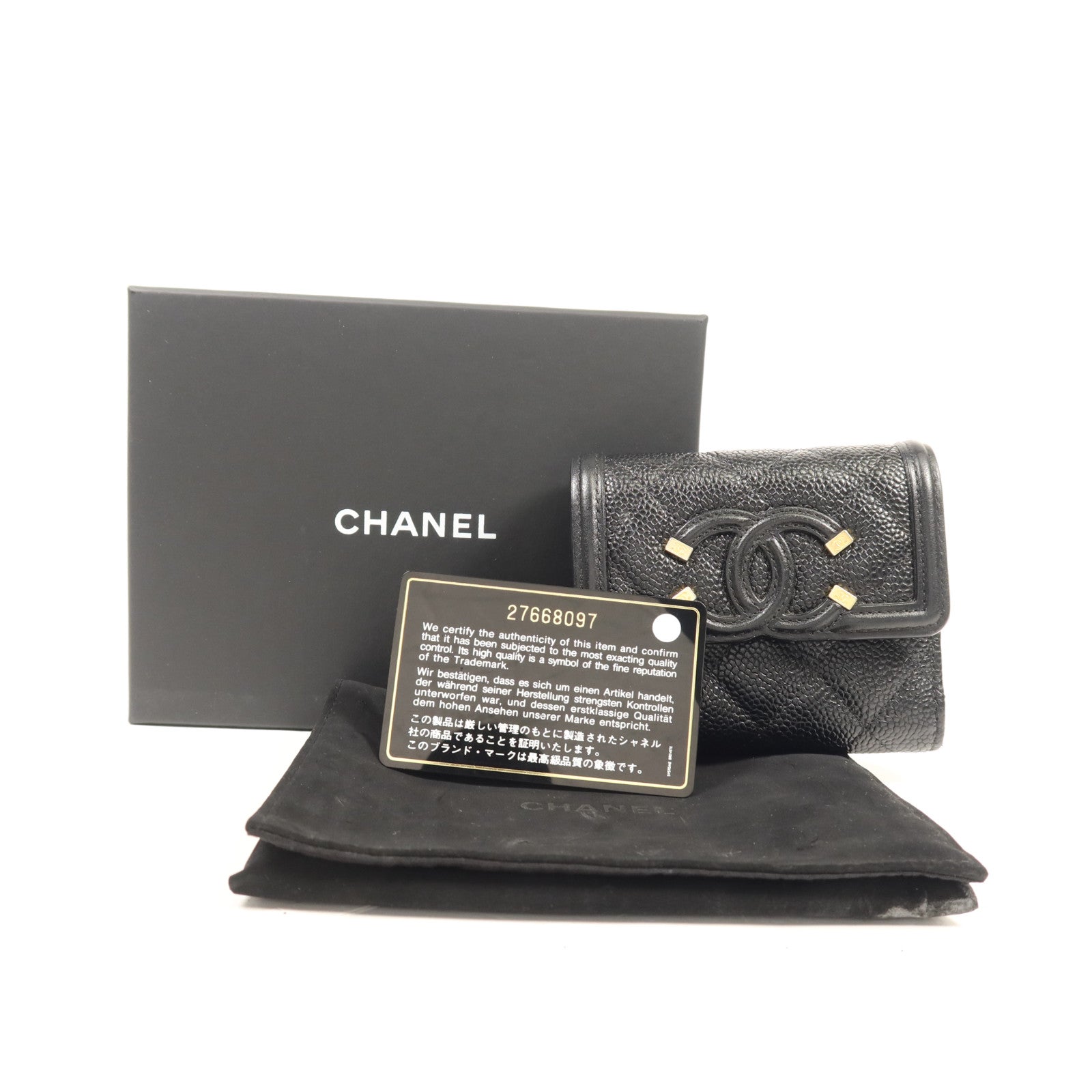 CHANEL 牛皮皮革Wallet金扣錢包