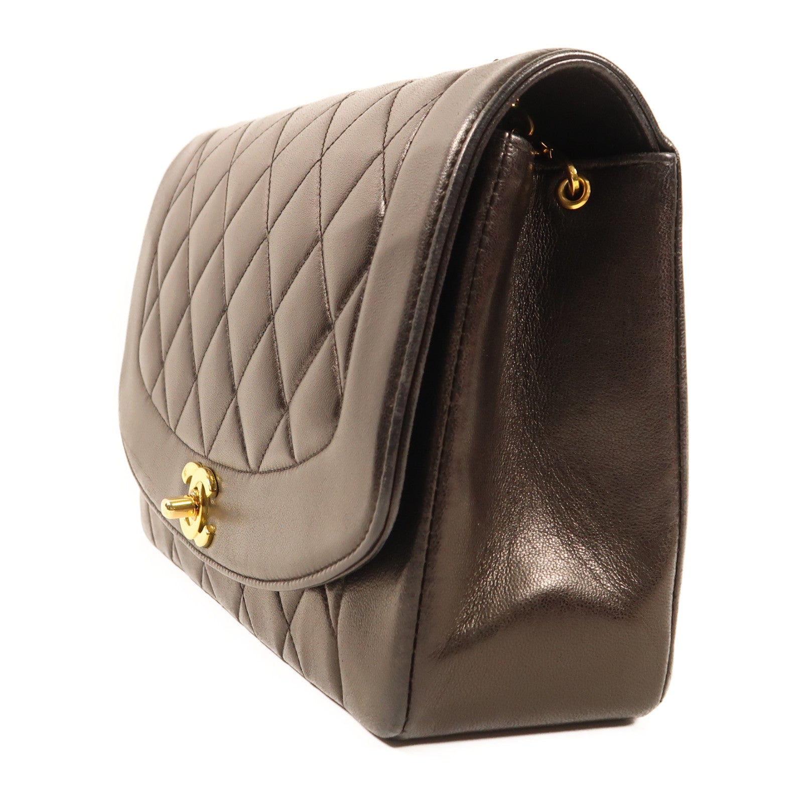 CHANEL 羊皮皮革Diana Shoulder金扣鏈帶肩背袋