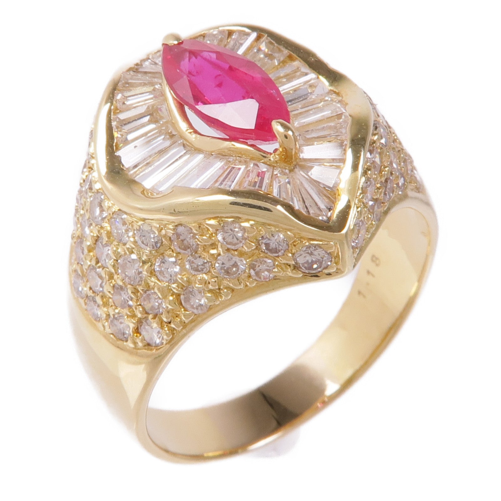 JEWELRY 18K黃金Ruby紅寶石Diamond Ring鑽石戒指US#9.25