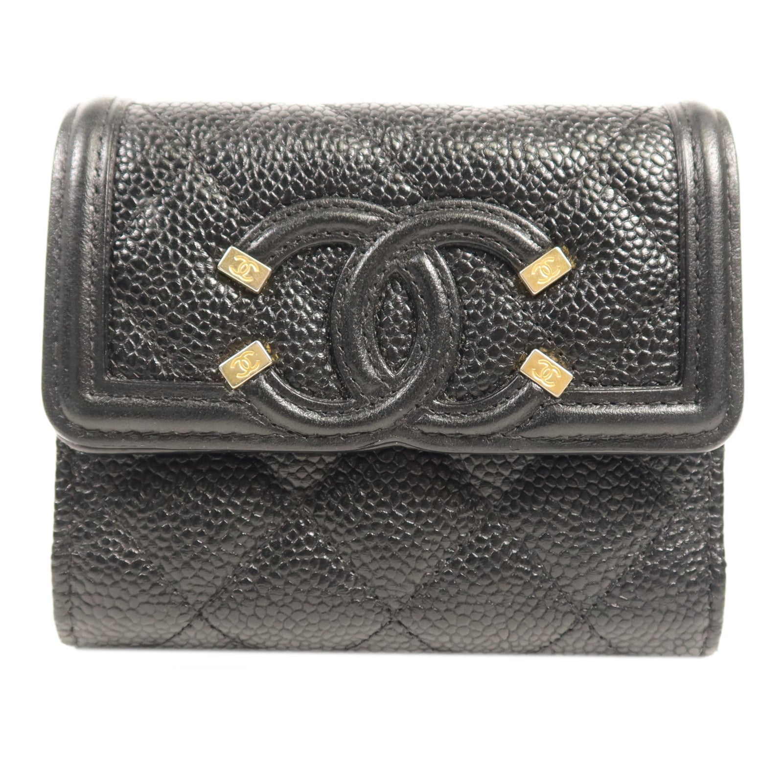 CHANEL 牛皮皮革Wallet金扣錢包