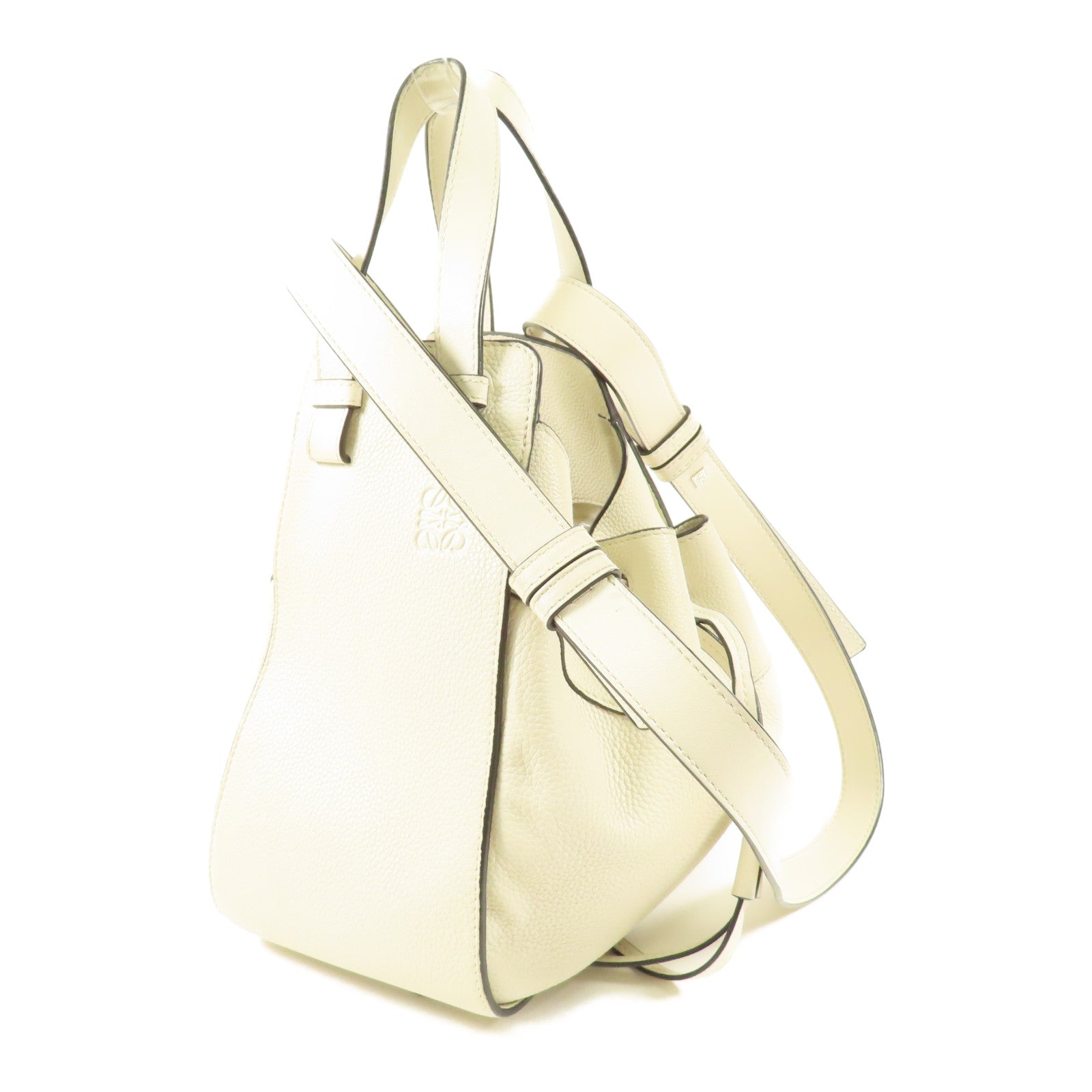 LOEWE SHW Hammock 2way Shoulder Hand Bag Calfskin Leather White
