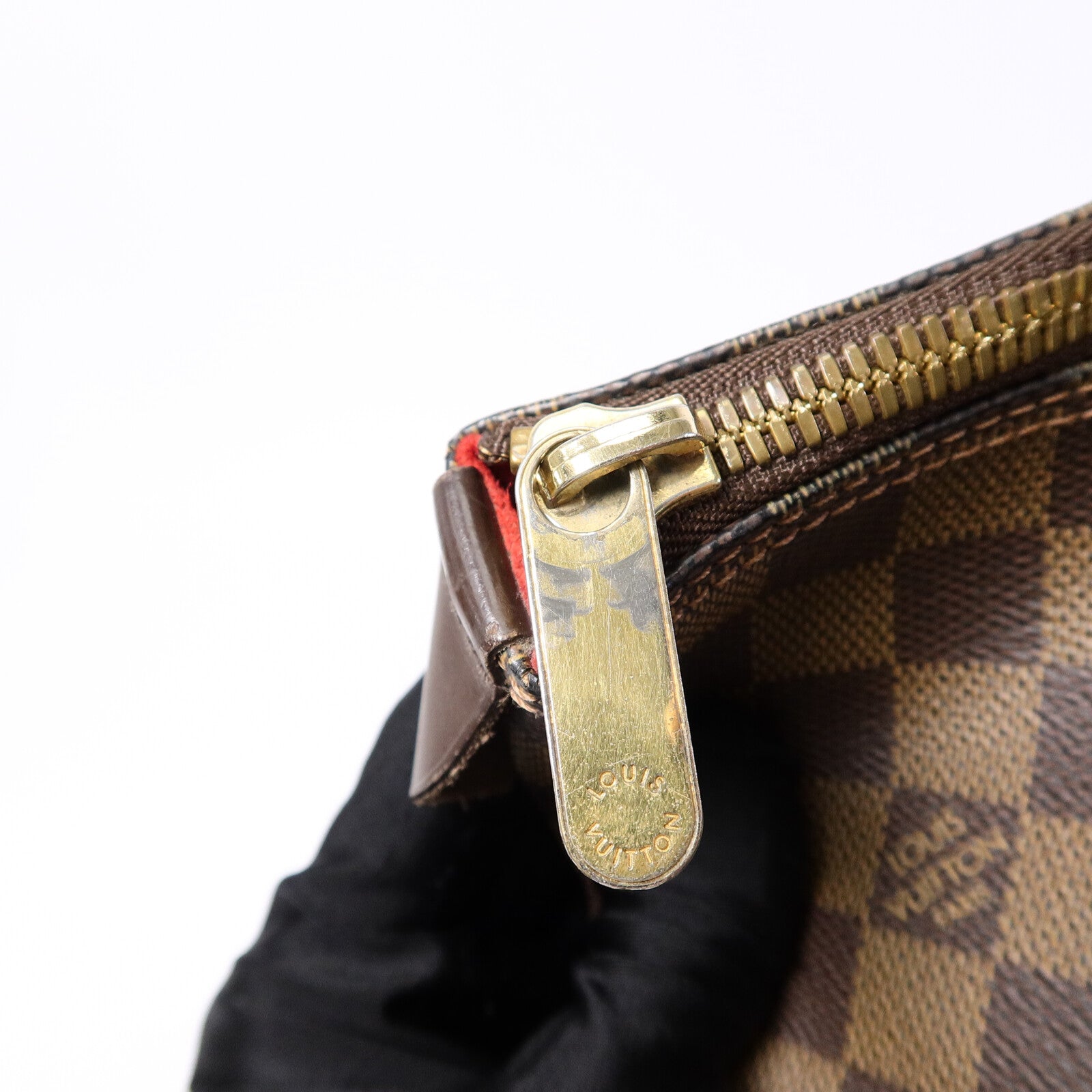 LOUIS VUITTON Damier Saleya MM金扣肩背袋/手挽袋棕色