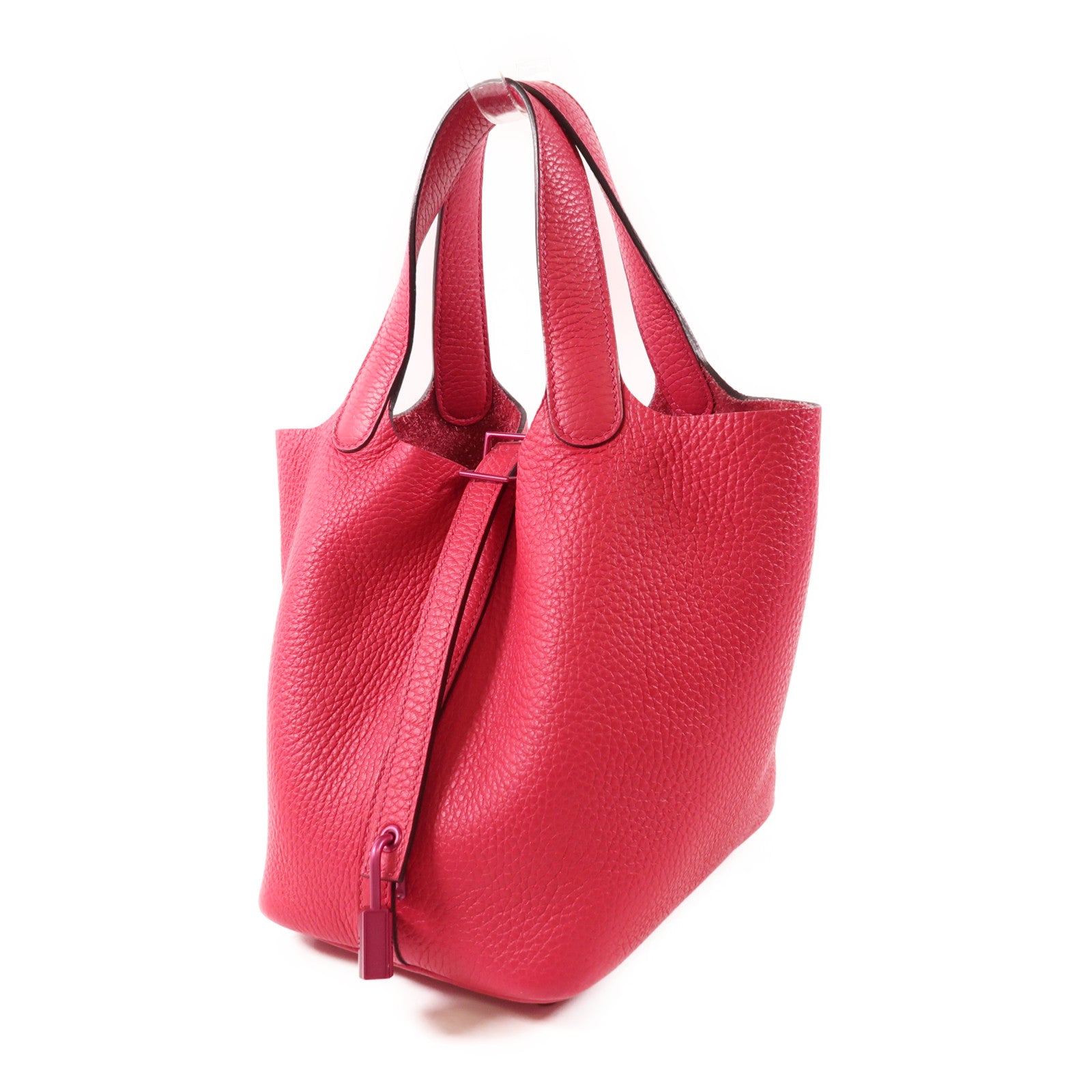 HERMES Clemence皮革Picotin PM Monochrome手挽袋Rose Mexico