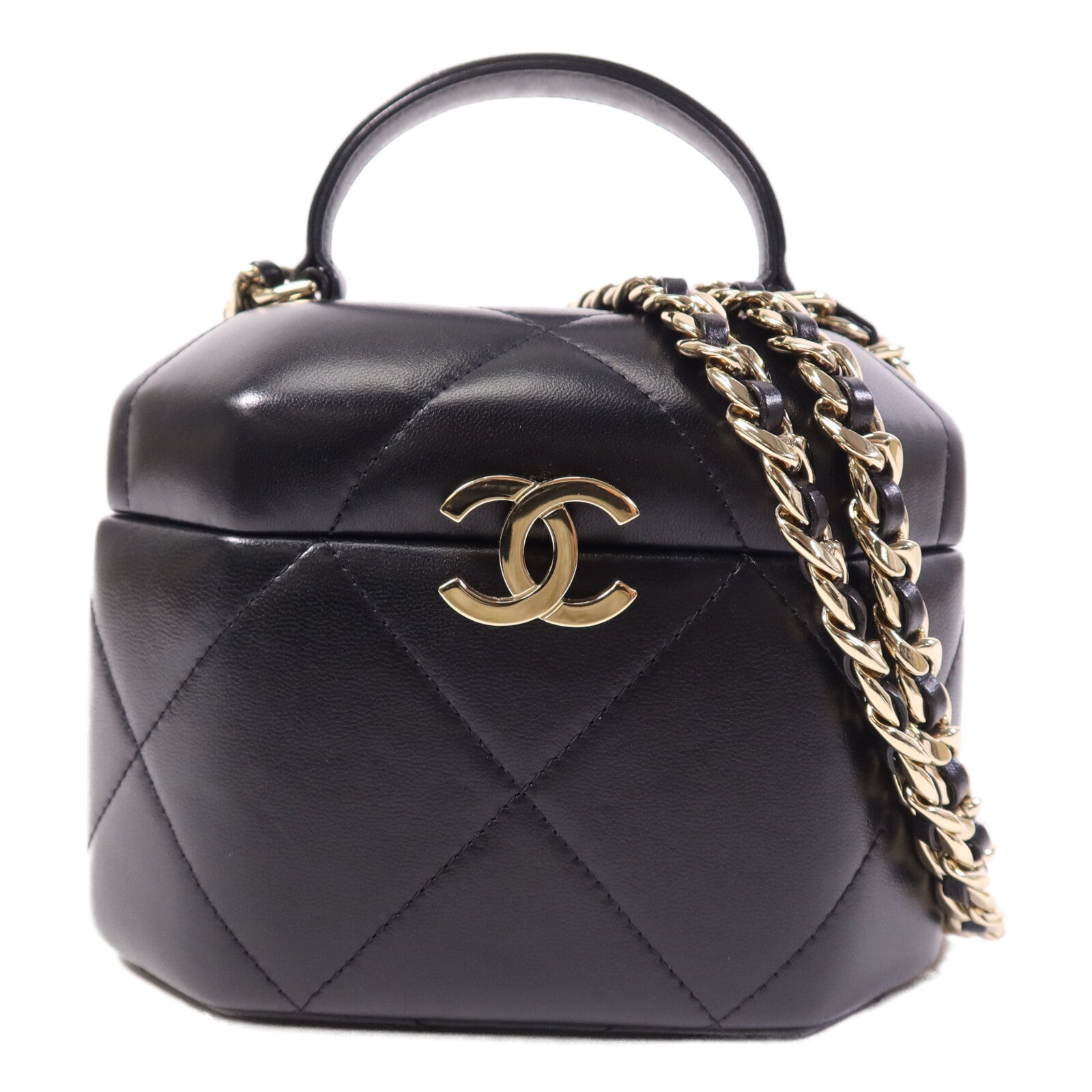 CHANEL 【激減優惠】羊皮皮革Small Vanity Case銀扣鏈帶肩背袋