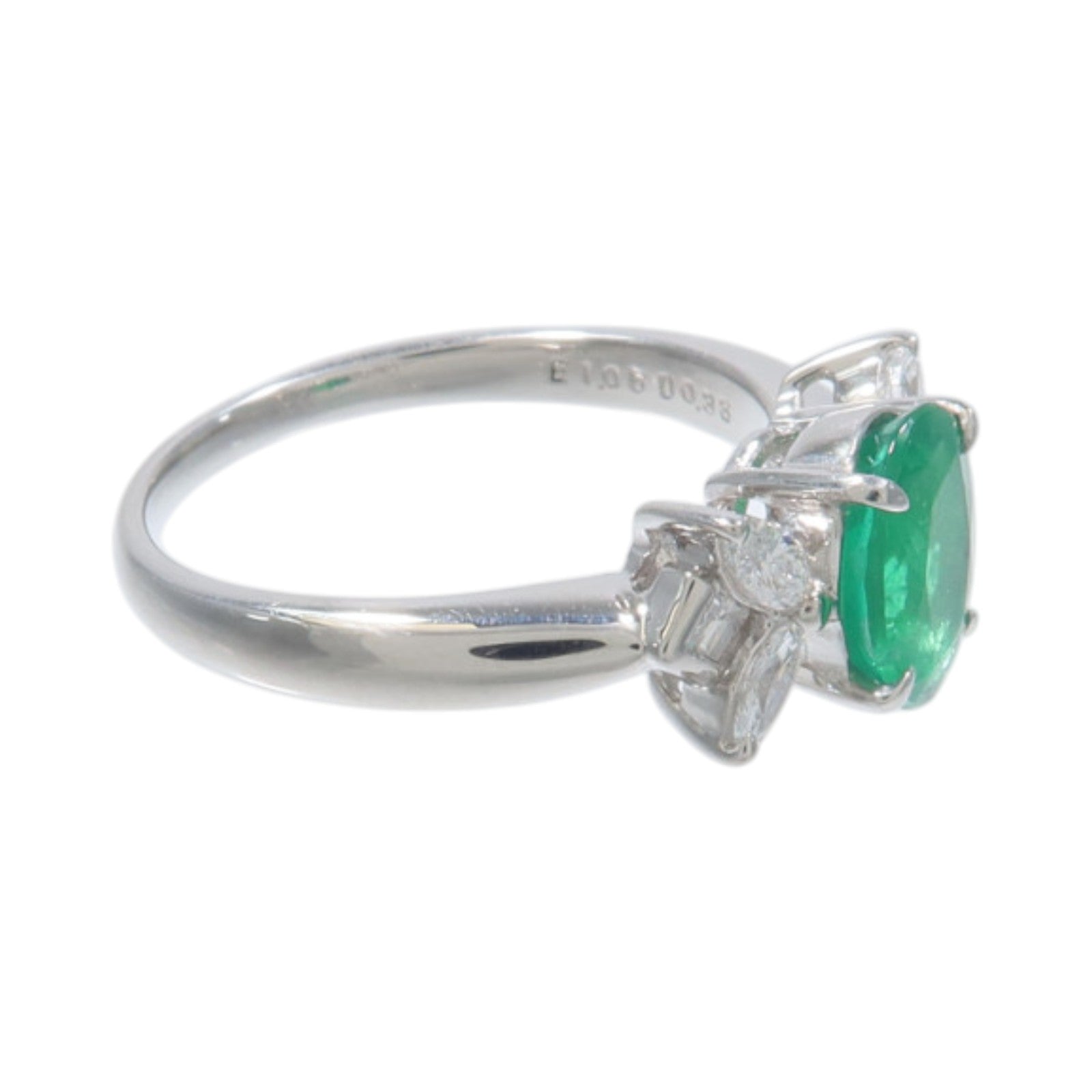 JEWELRY PT900鉑金Emerald Diamond Ring綠寶石/鑽石戒指