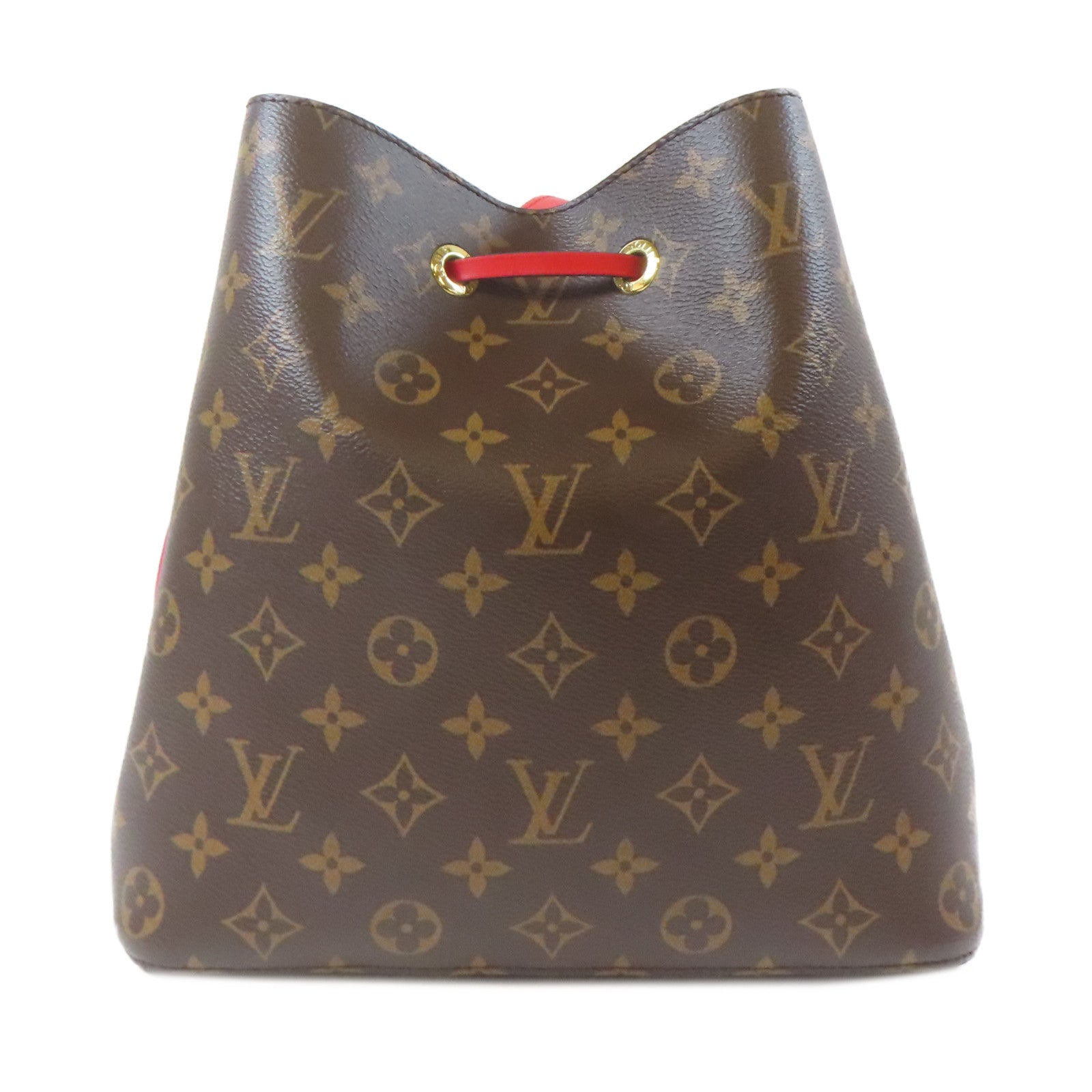 LOUIS VUITTON Monogram NeoNoe MM金扣肩背袋啡色/紅色