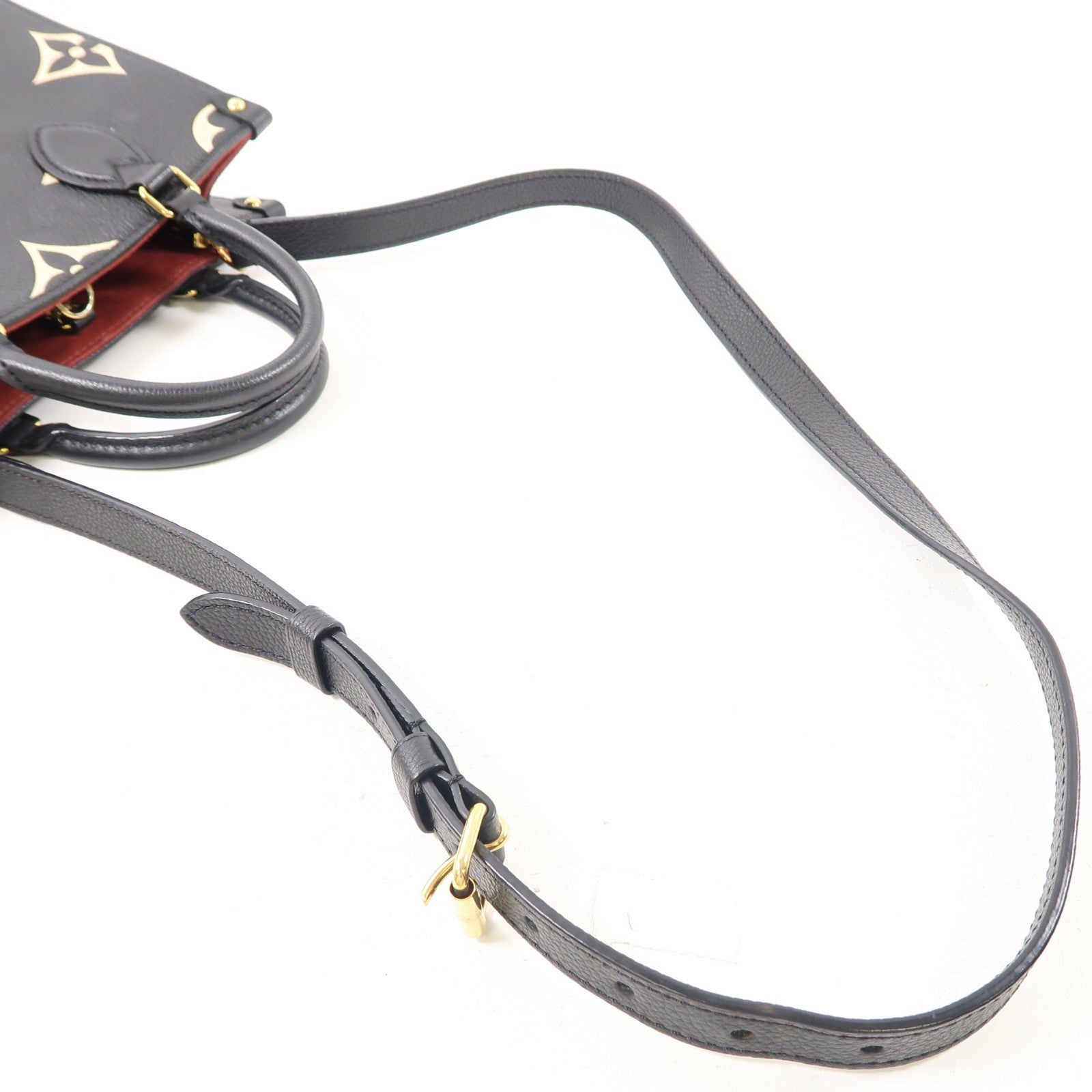 LOUIS VUITTON Monogram Empreinte On The Go PM金扣手挽肩背兩用袋黑色/米色