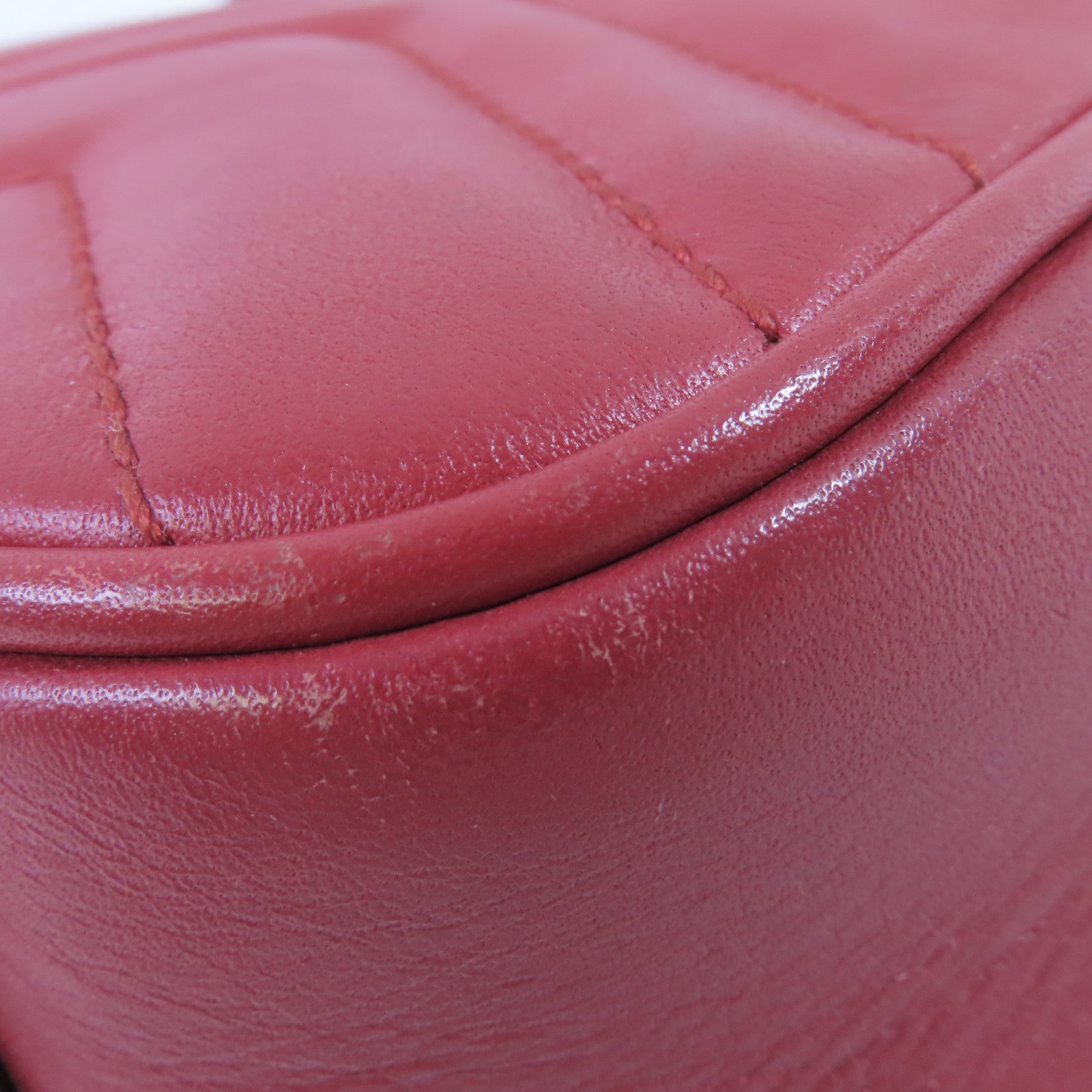 GUCCI 牛皮皮革GG Marmont Shoulder Bag金扣鏈帶肩背袋紅色
