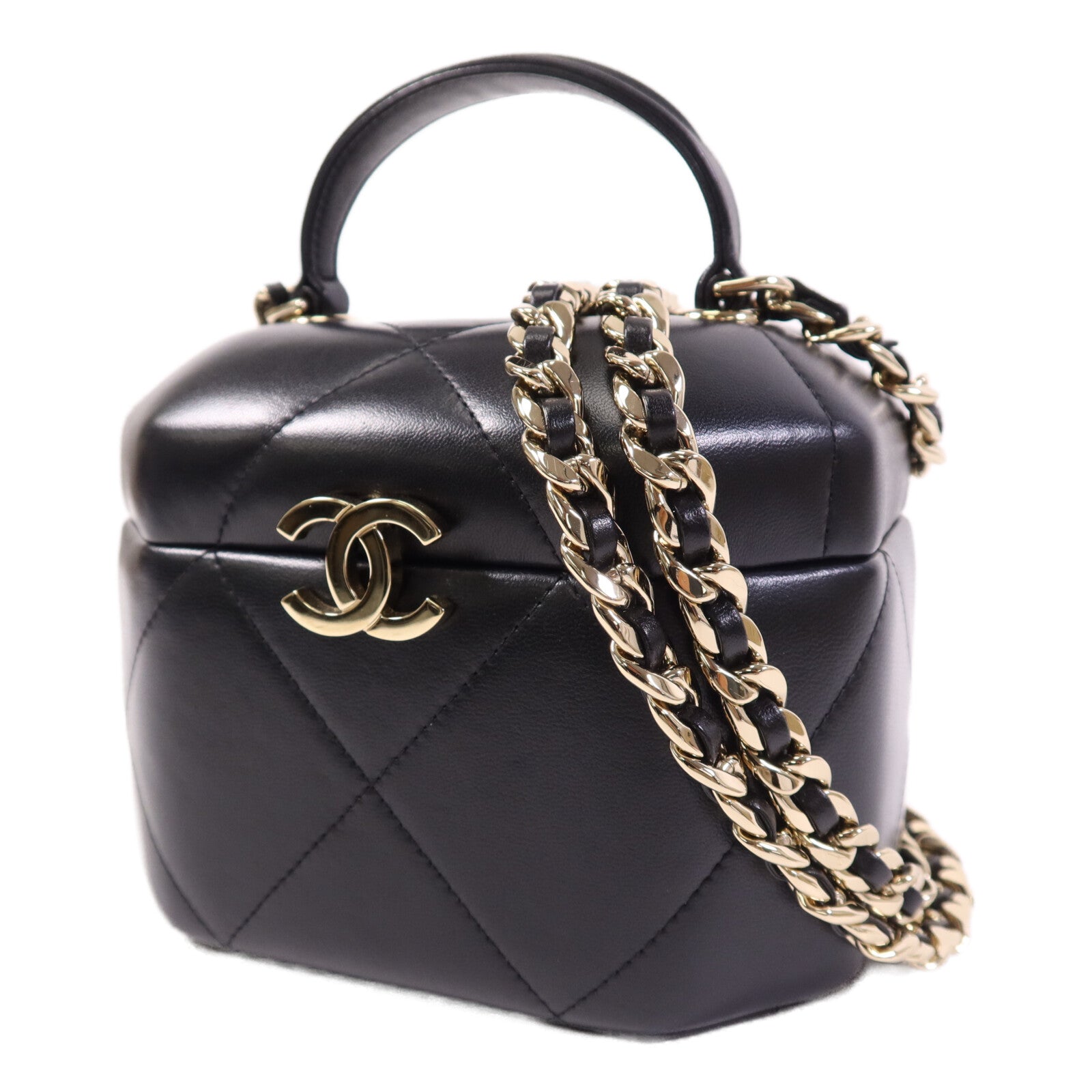 CHANEL 【激減優惠】羊皮皮革Small Vanity Case銀扣鏈帶肩背袋