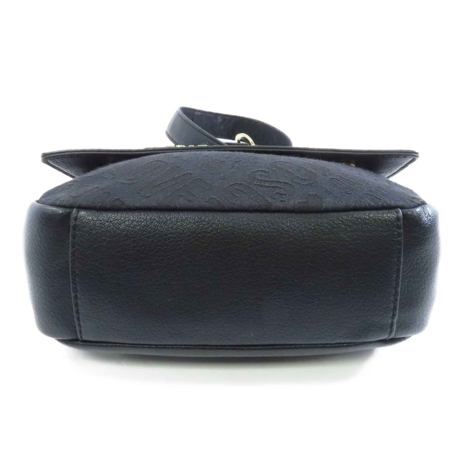 MOSCHINO 帆布/牛皮皮革Shoulder Bag金扣肩背袋黑色